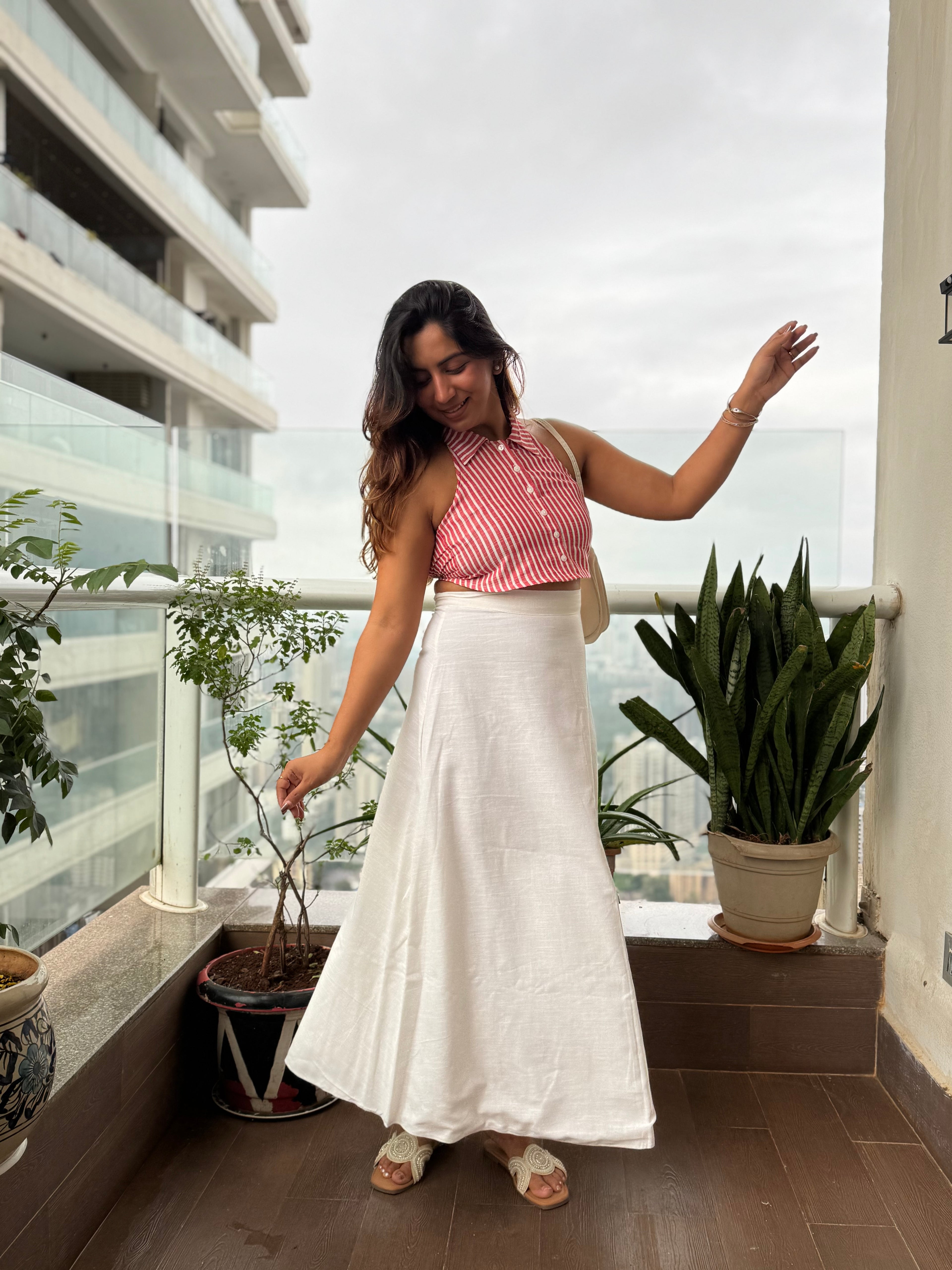 Premium Cotton White Skirt with Lining