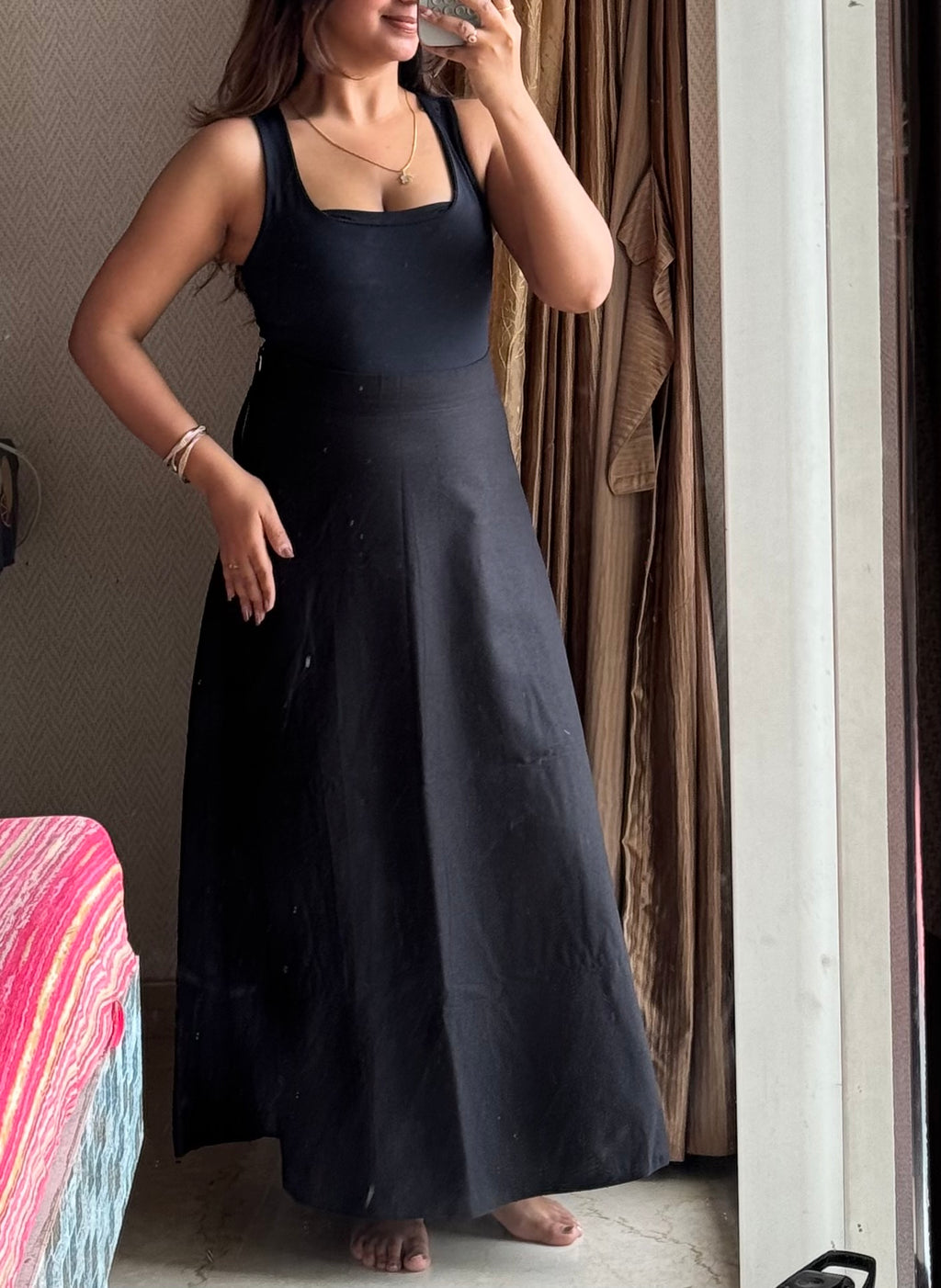 Premium Cotton Black Skirt with Lining