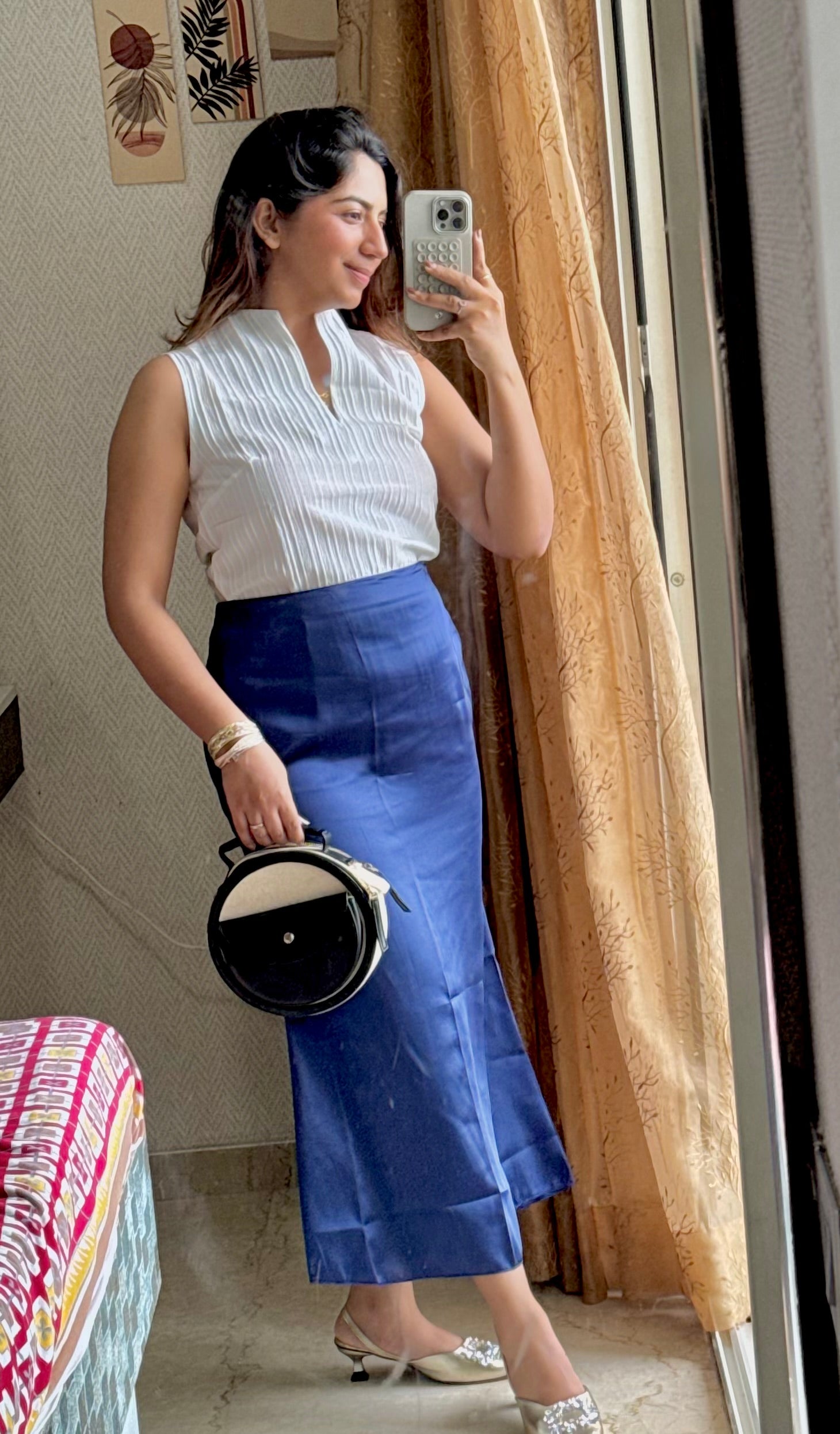 NAVY BLUE SATIN SKIRT