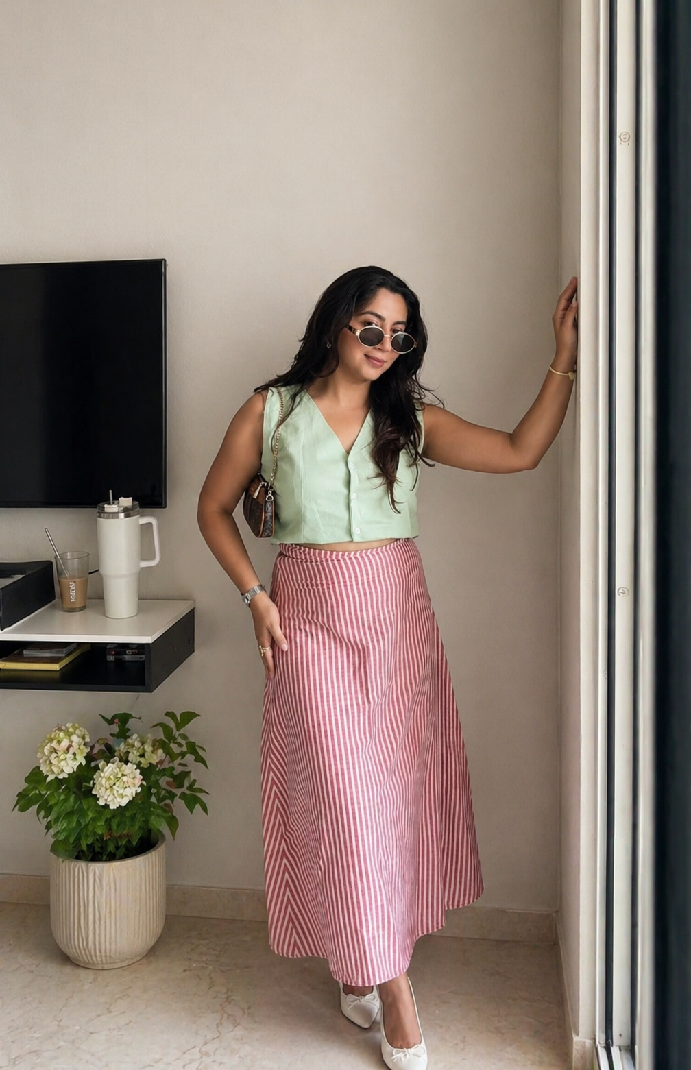 Rose Matcha Skirt Coord Set