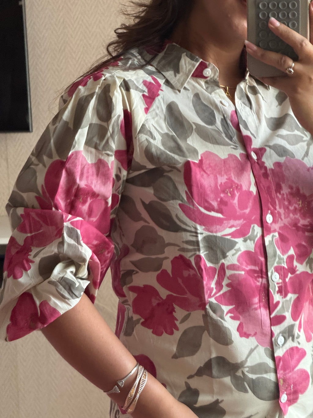 Classic Pink Floral Print Shirt