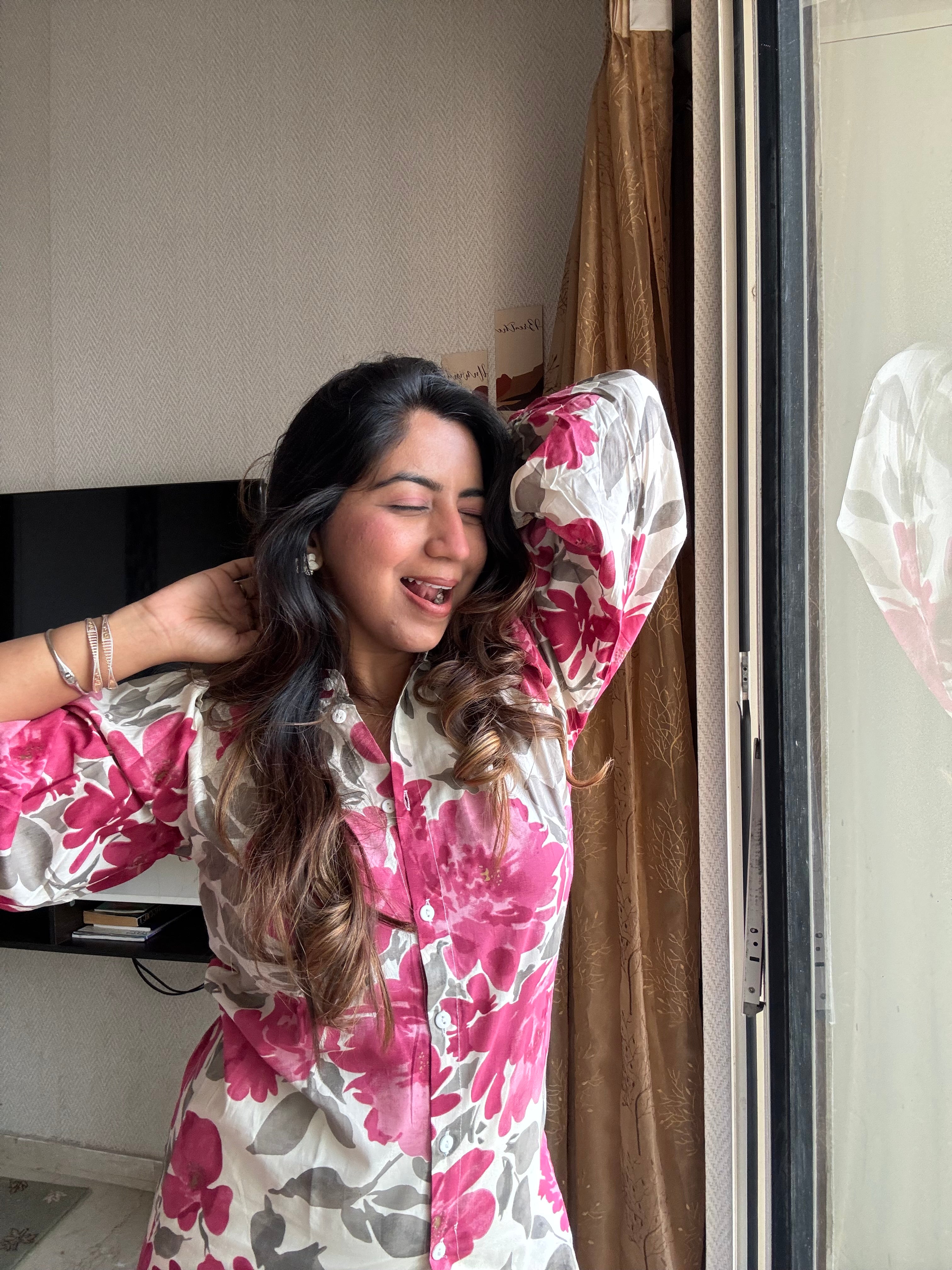 Classic Pink Floral Print Shirt