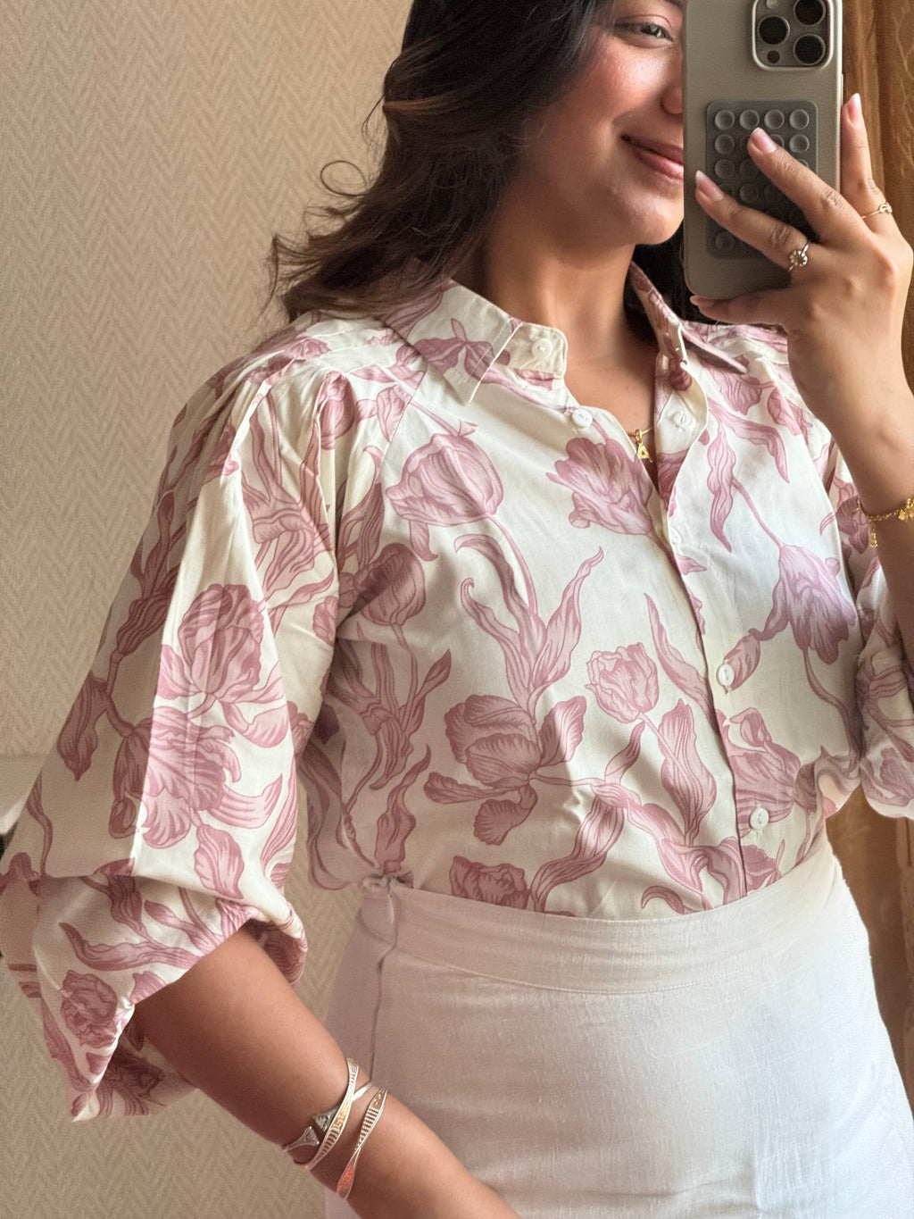 Classic Cream Floral Shirt