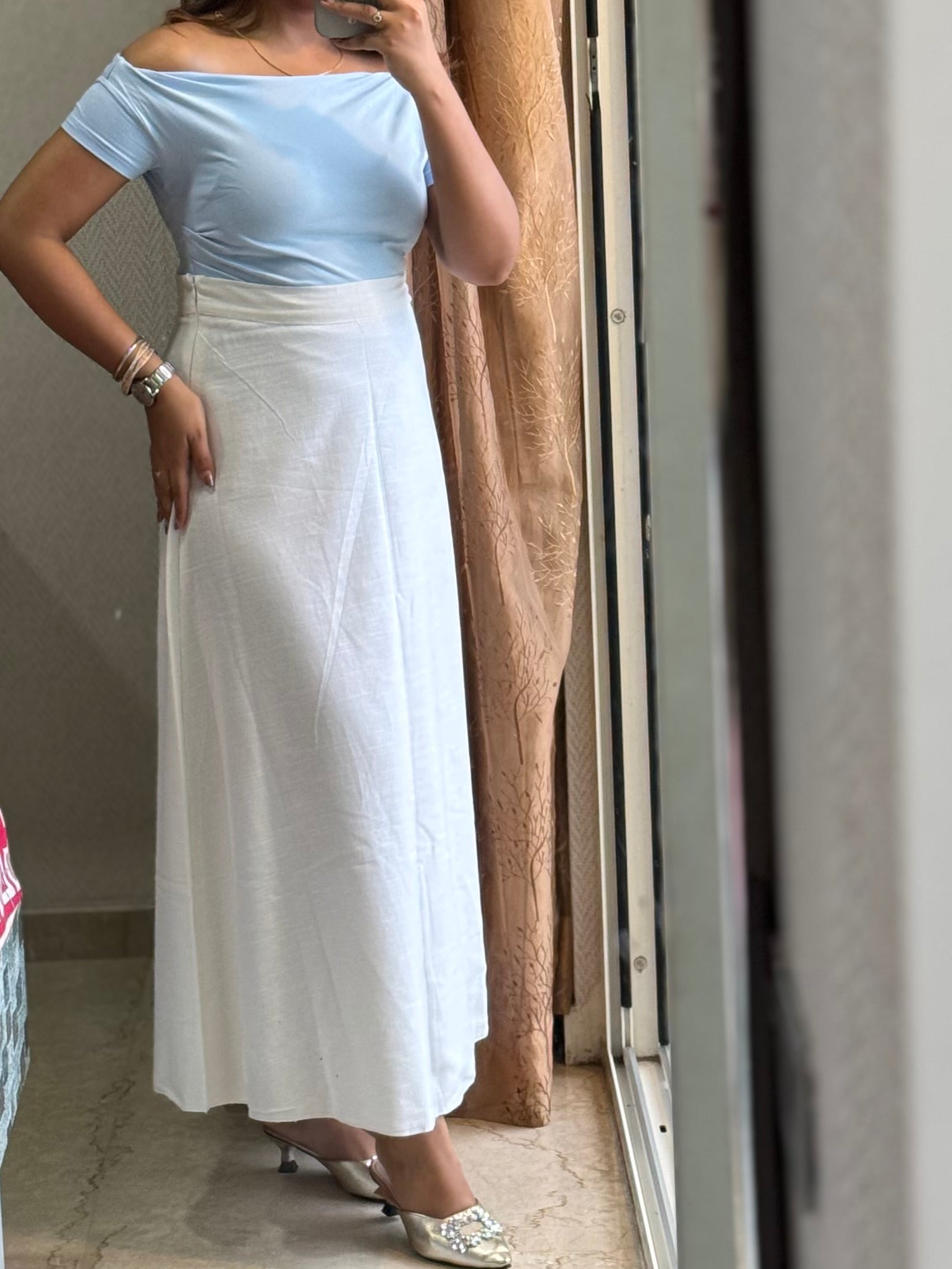 Premium Cotton White Skirt with Lining