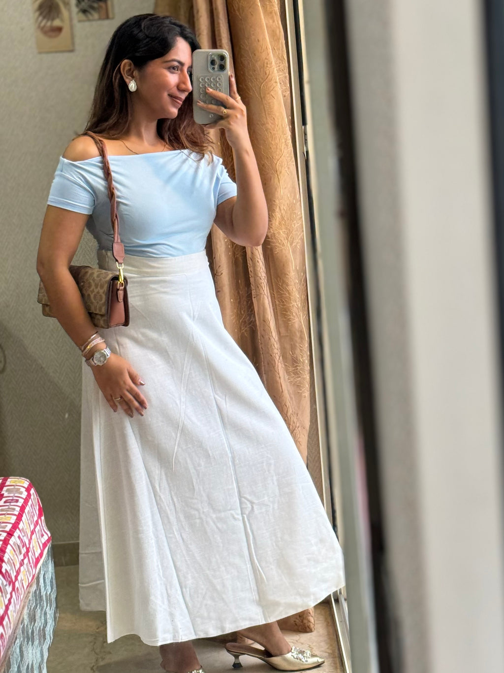 Premium Cotton White Skirt with Lining
