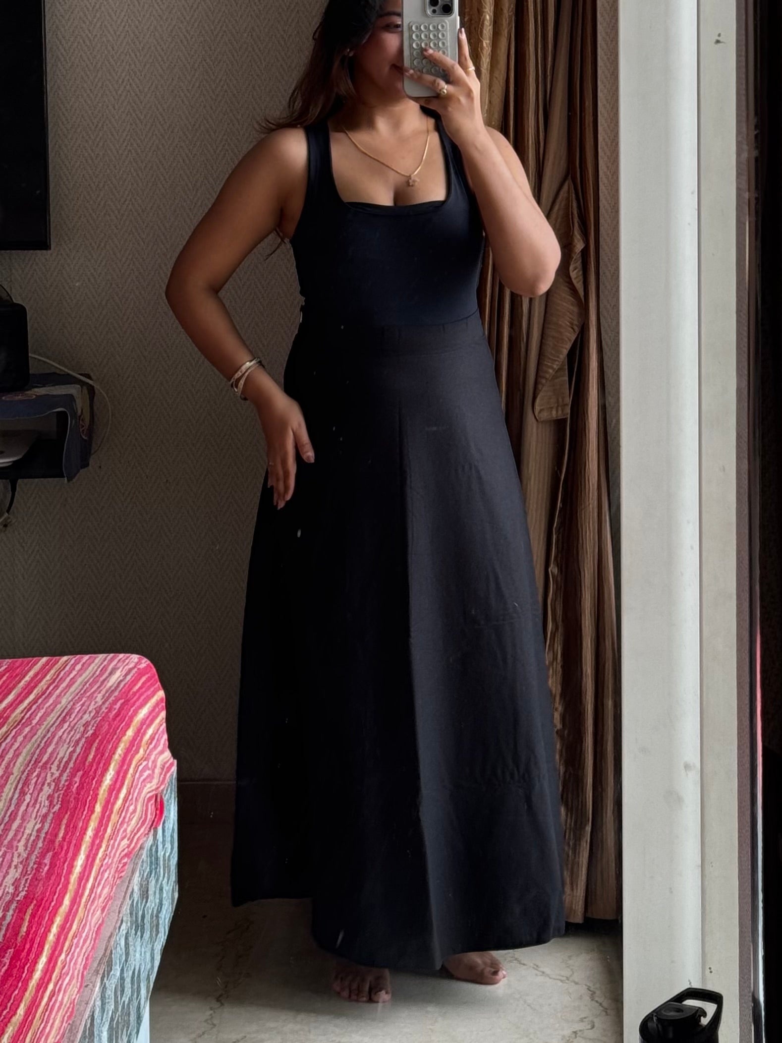 Premium Cotton Black Skirt with Lining