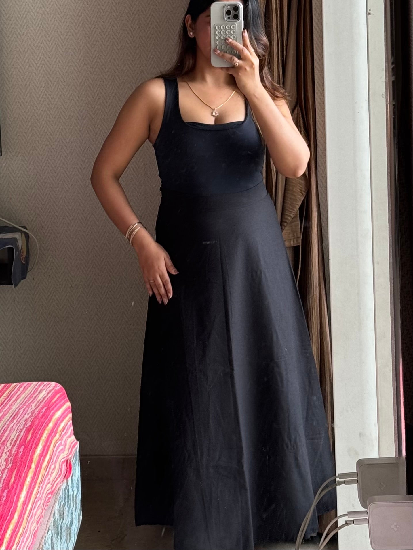 Premium Cotton Black Skirt with Lining