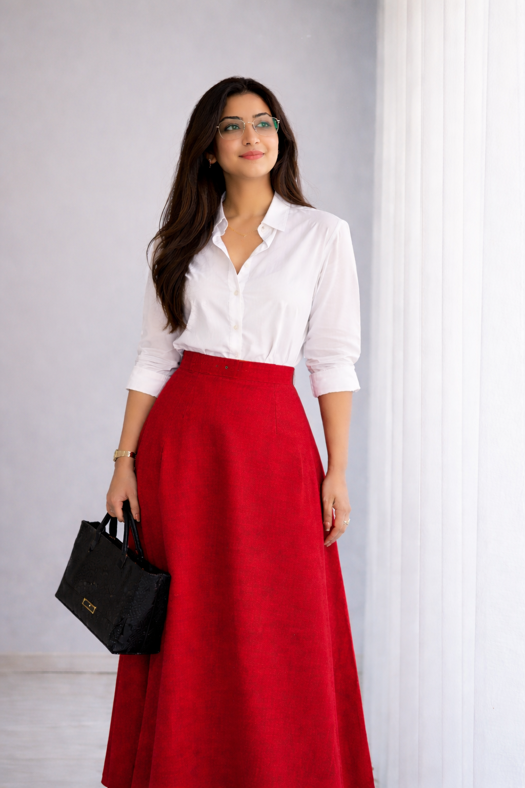 Red Cotton Skirt