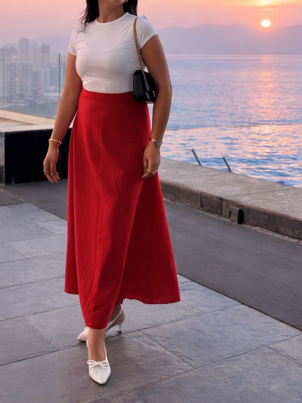 Red Cotton Skirt