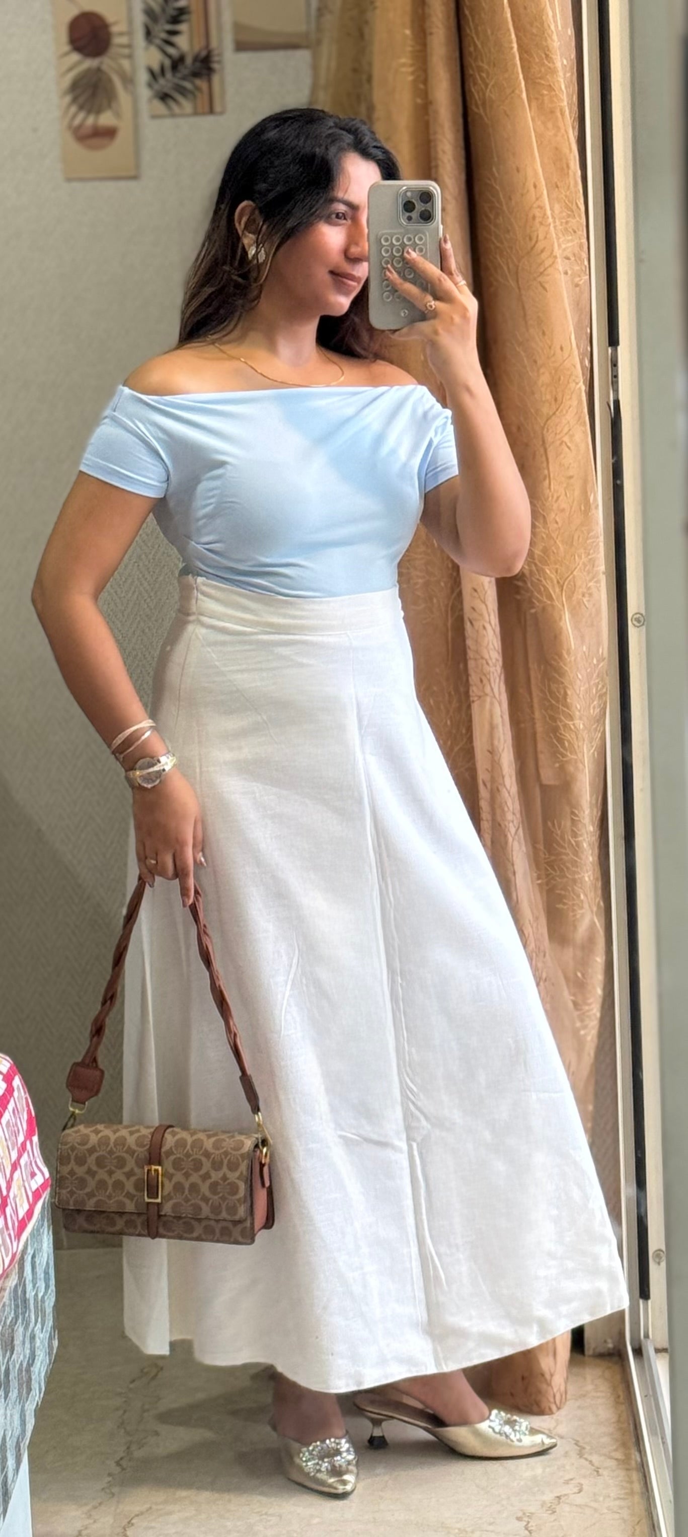 Premium Cotton White Skirt with Lining