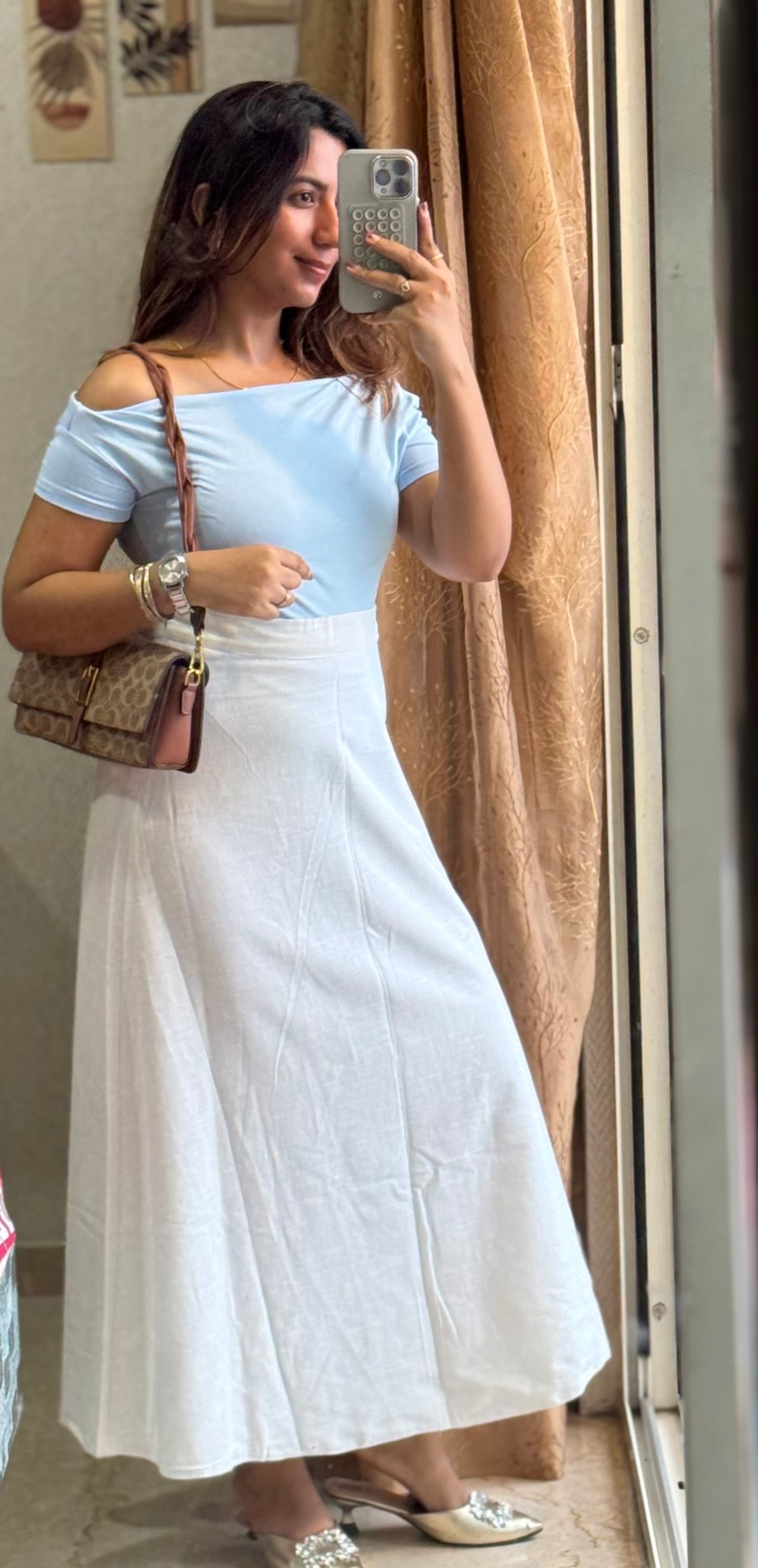 Premium Cotton White Skirt with Lining