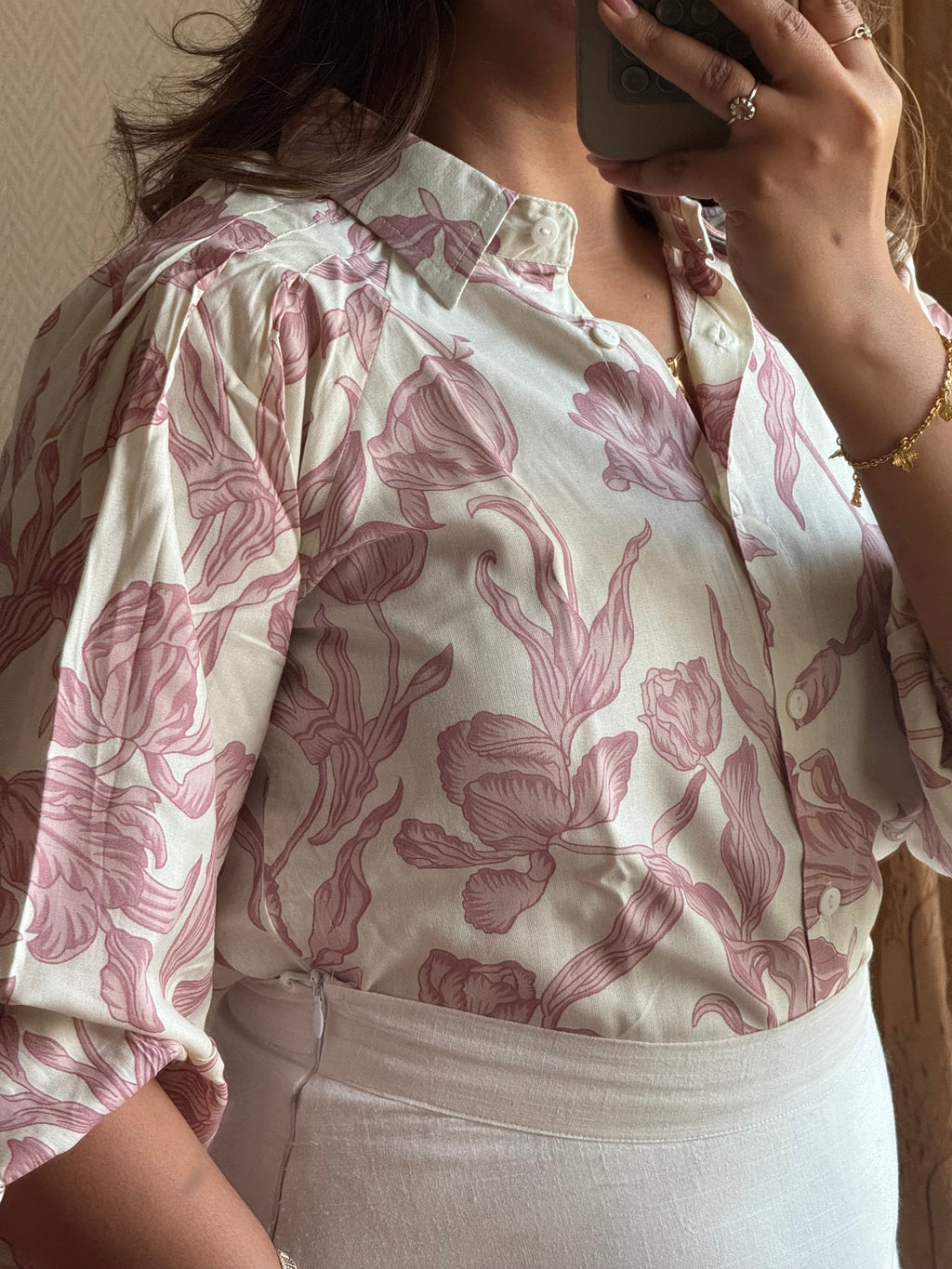 Classic Cream Floral Shirt