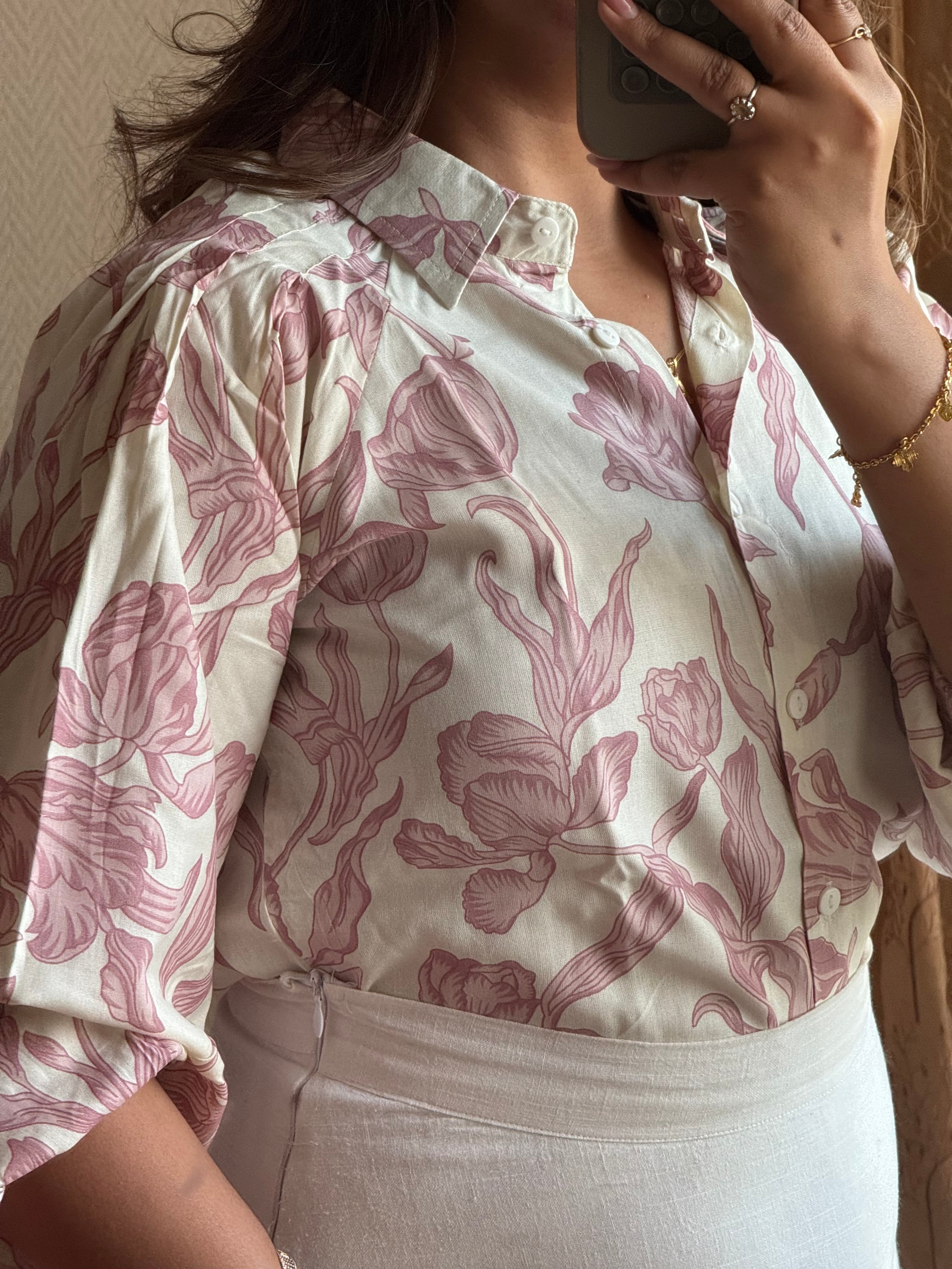 Classic Cream Floral Shirt