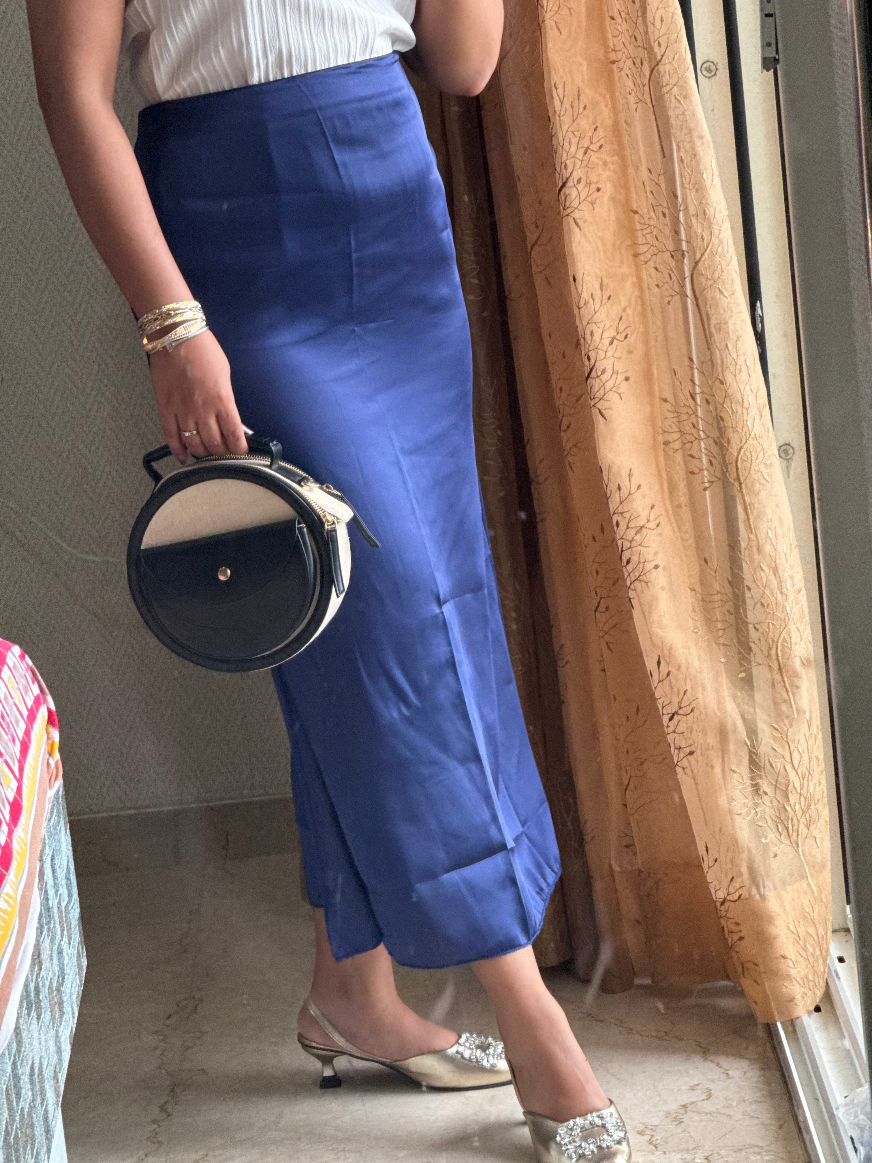 NAVY BLUE SATIN SKIRT