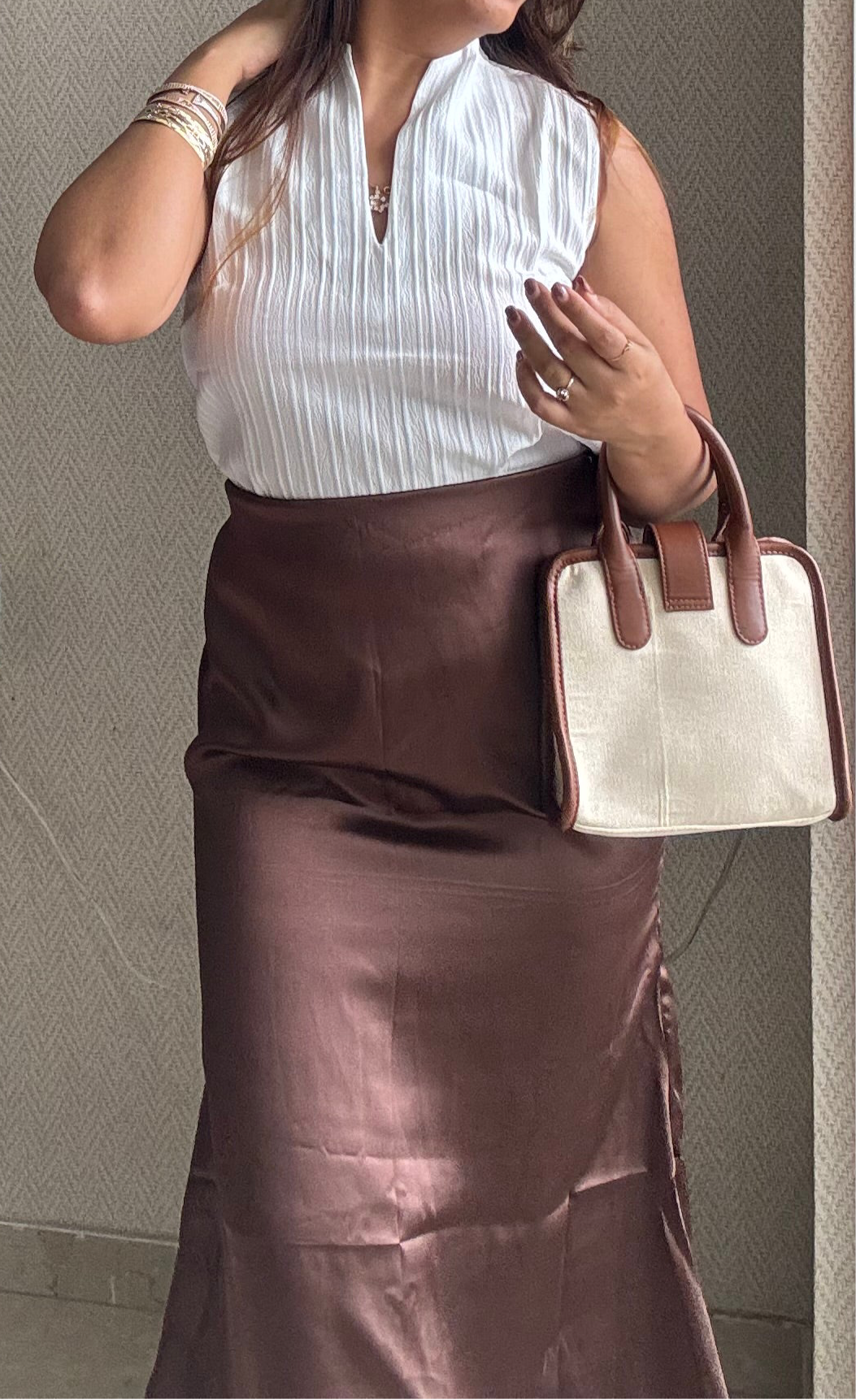 BROWN SATIN SKIRT