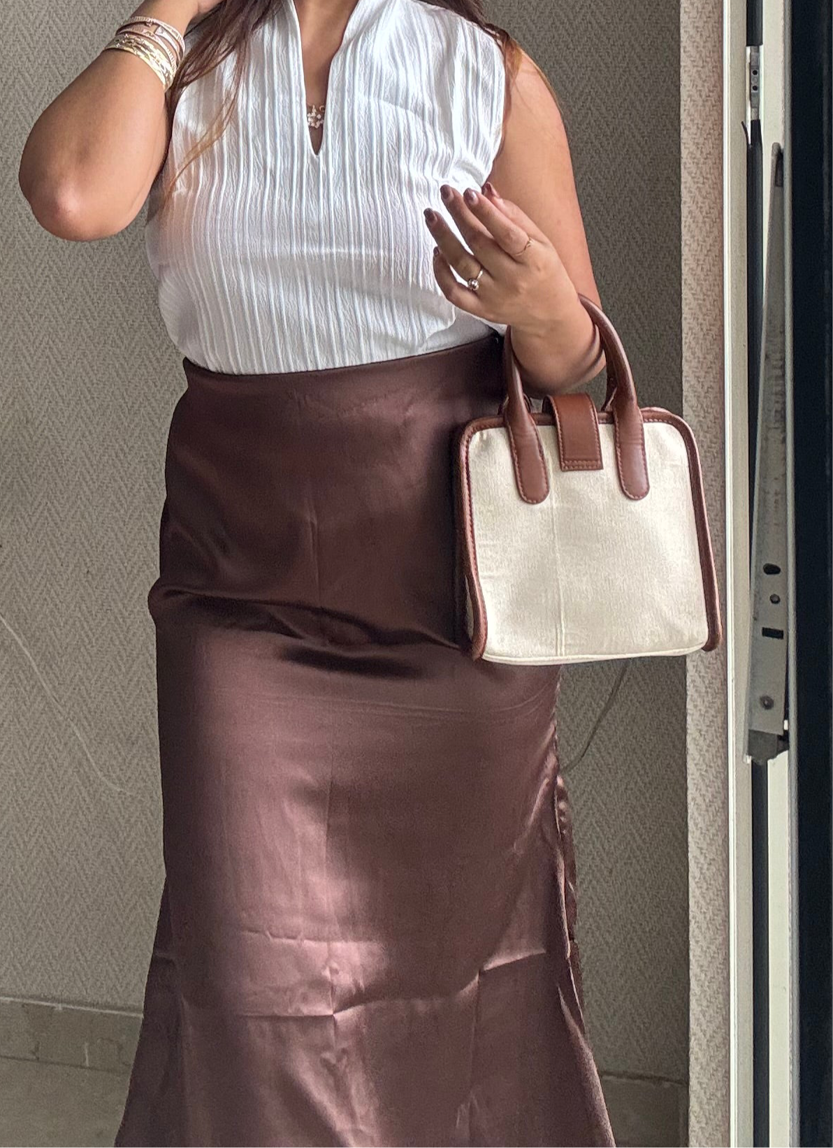 BROWN SATIN SKIRT