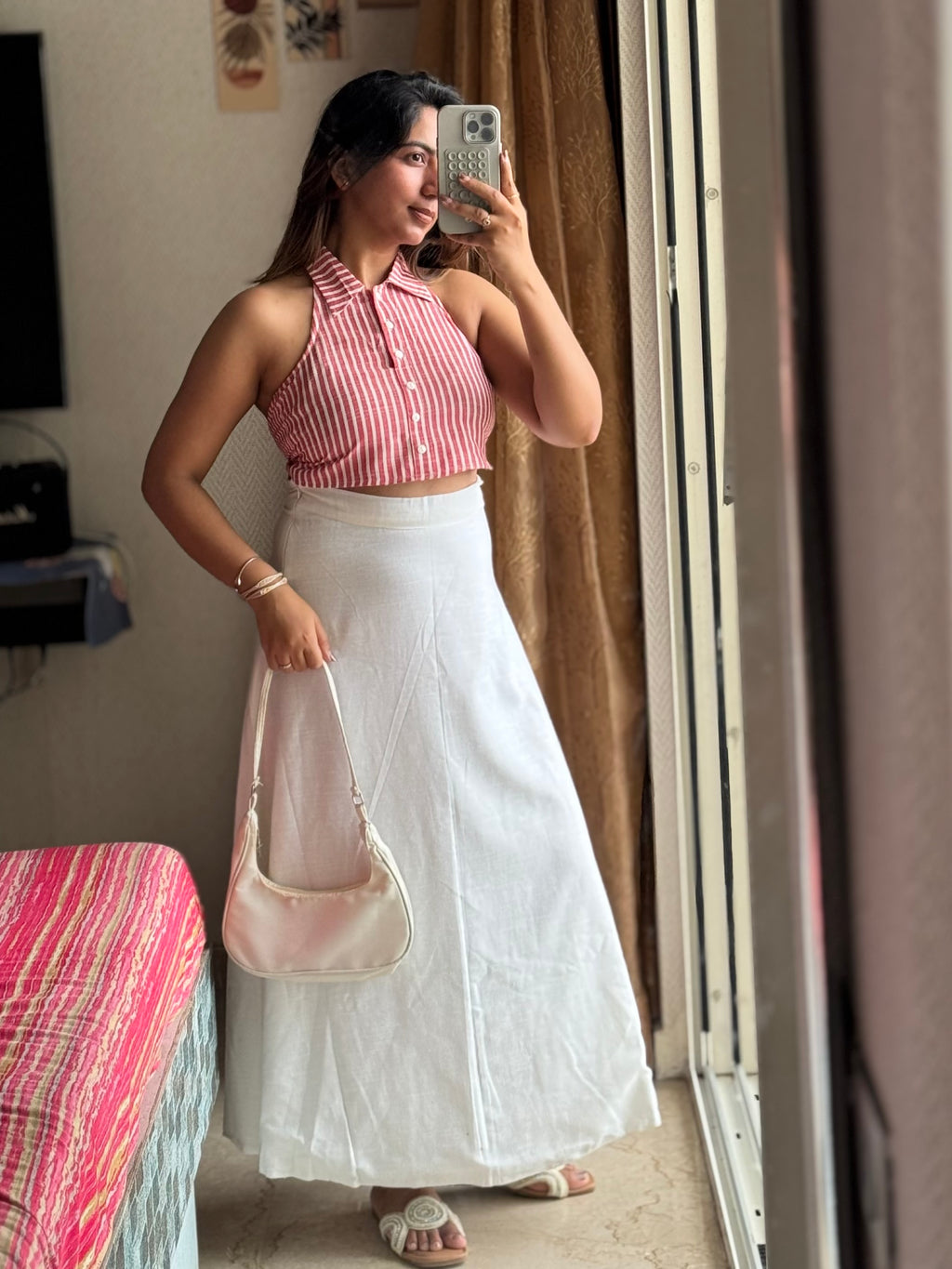 Premium Cotton White Skirt with Lining