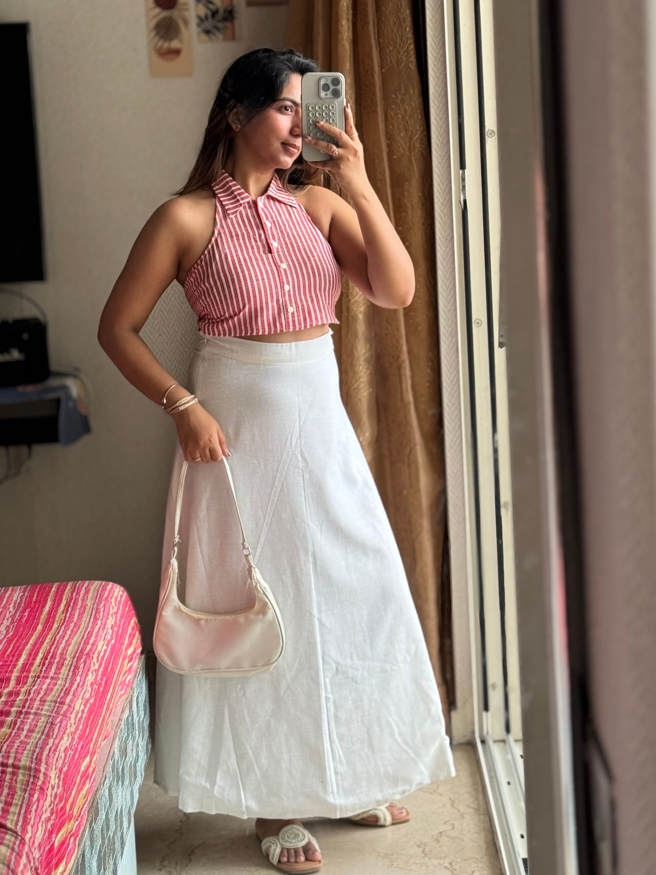Premium Cotton White Skirt with Lining
