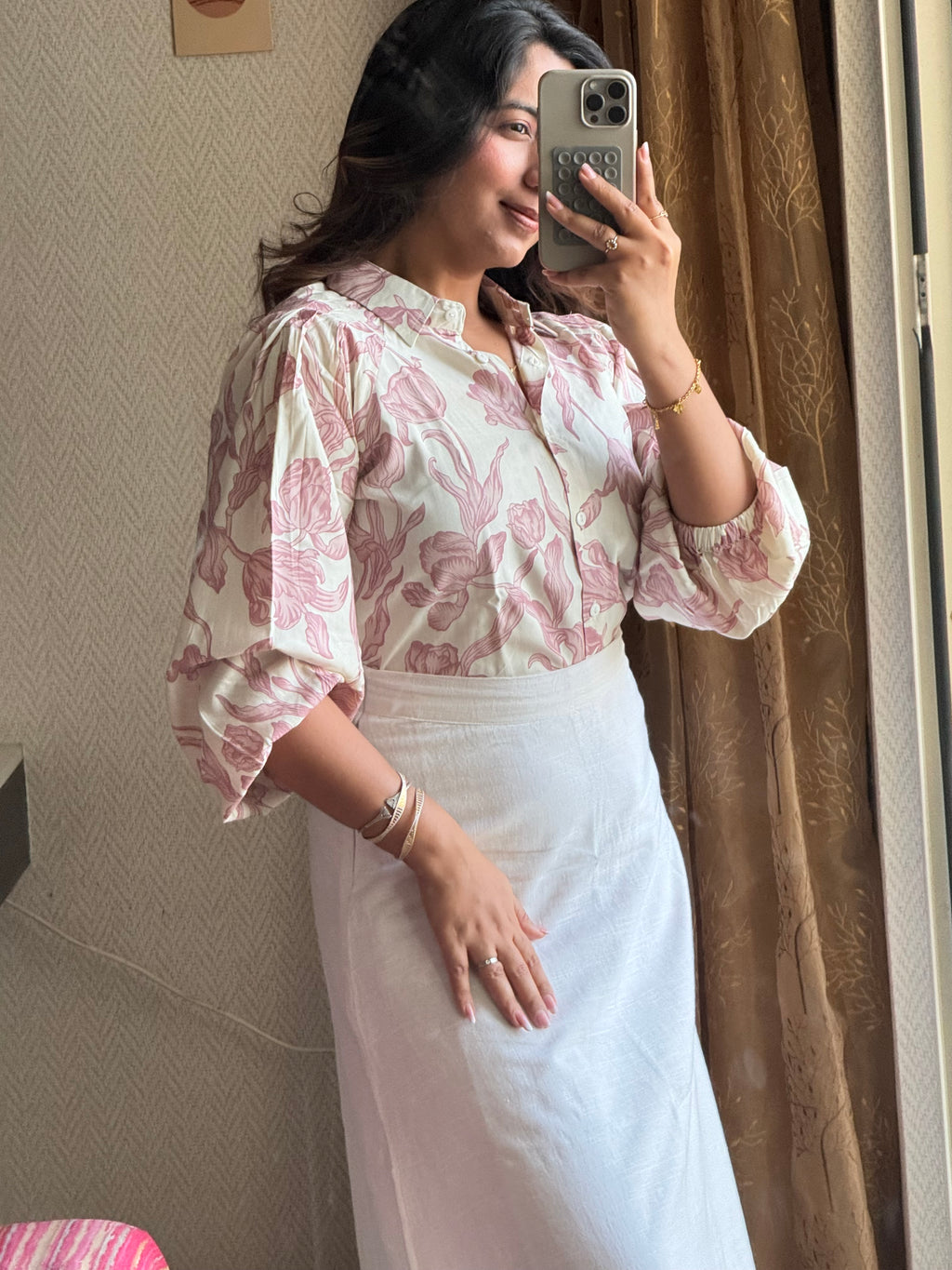 Classic Cream Floral Shirt