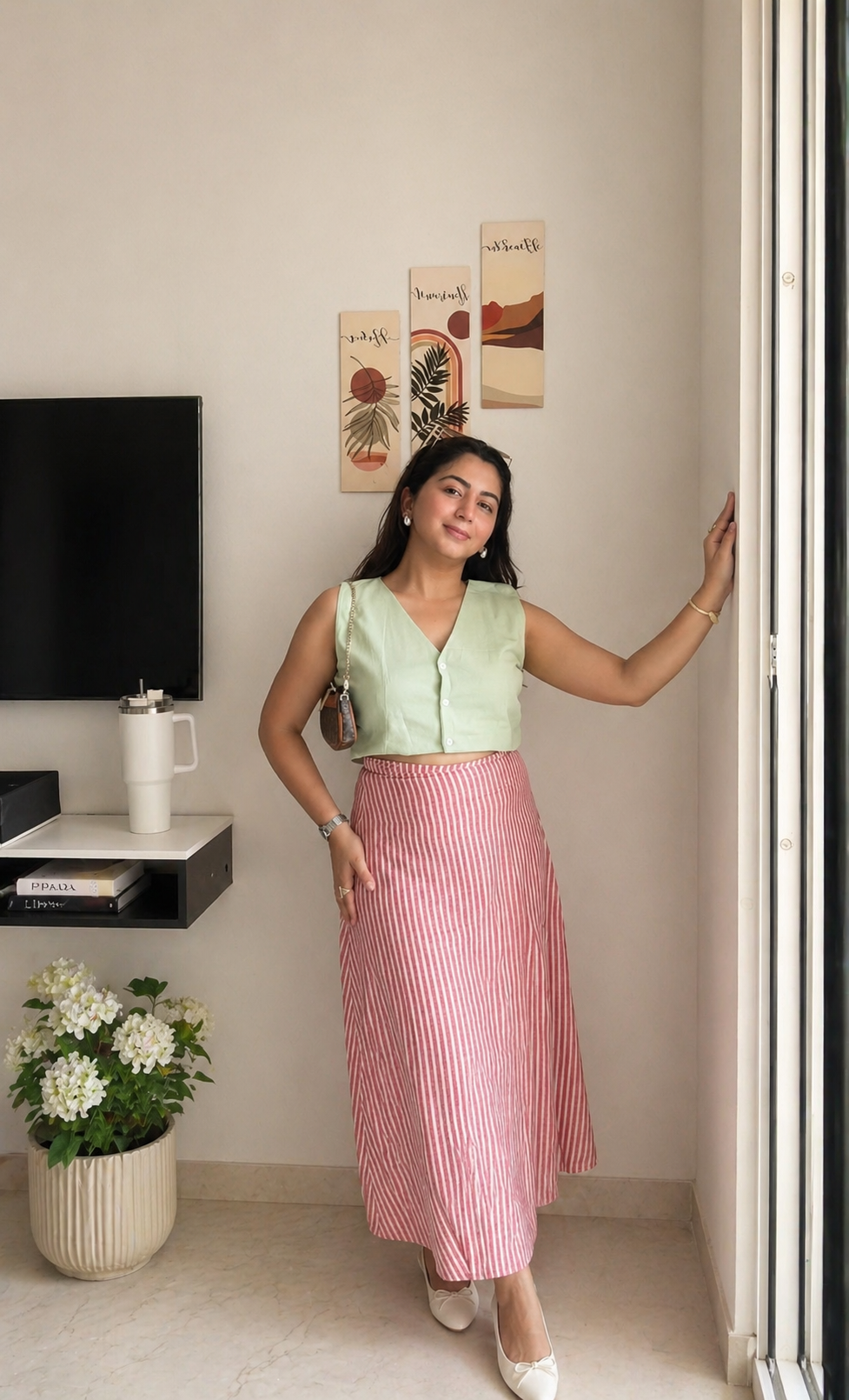 Rose Matcha Skirt Coord Set