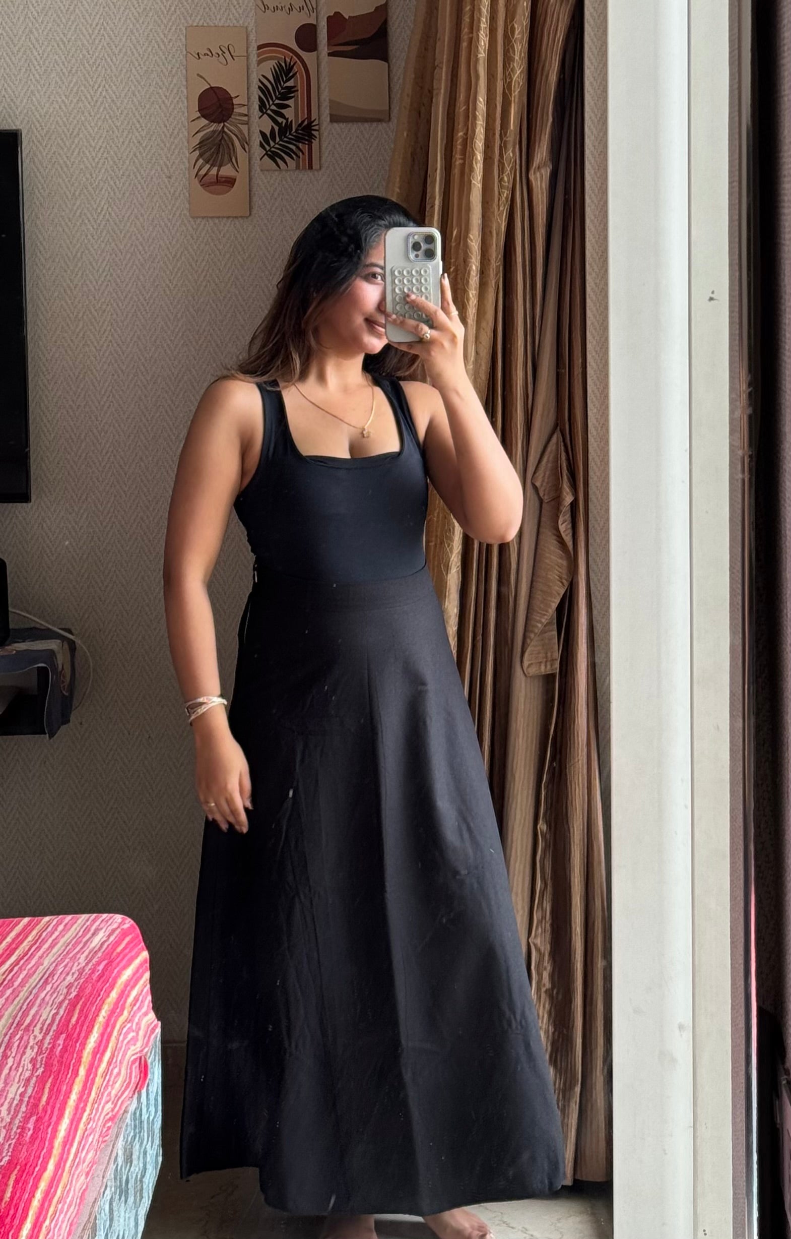 Premium Cotton Black Skirt with Lining