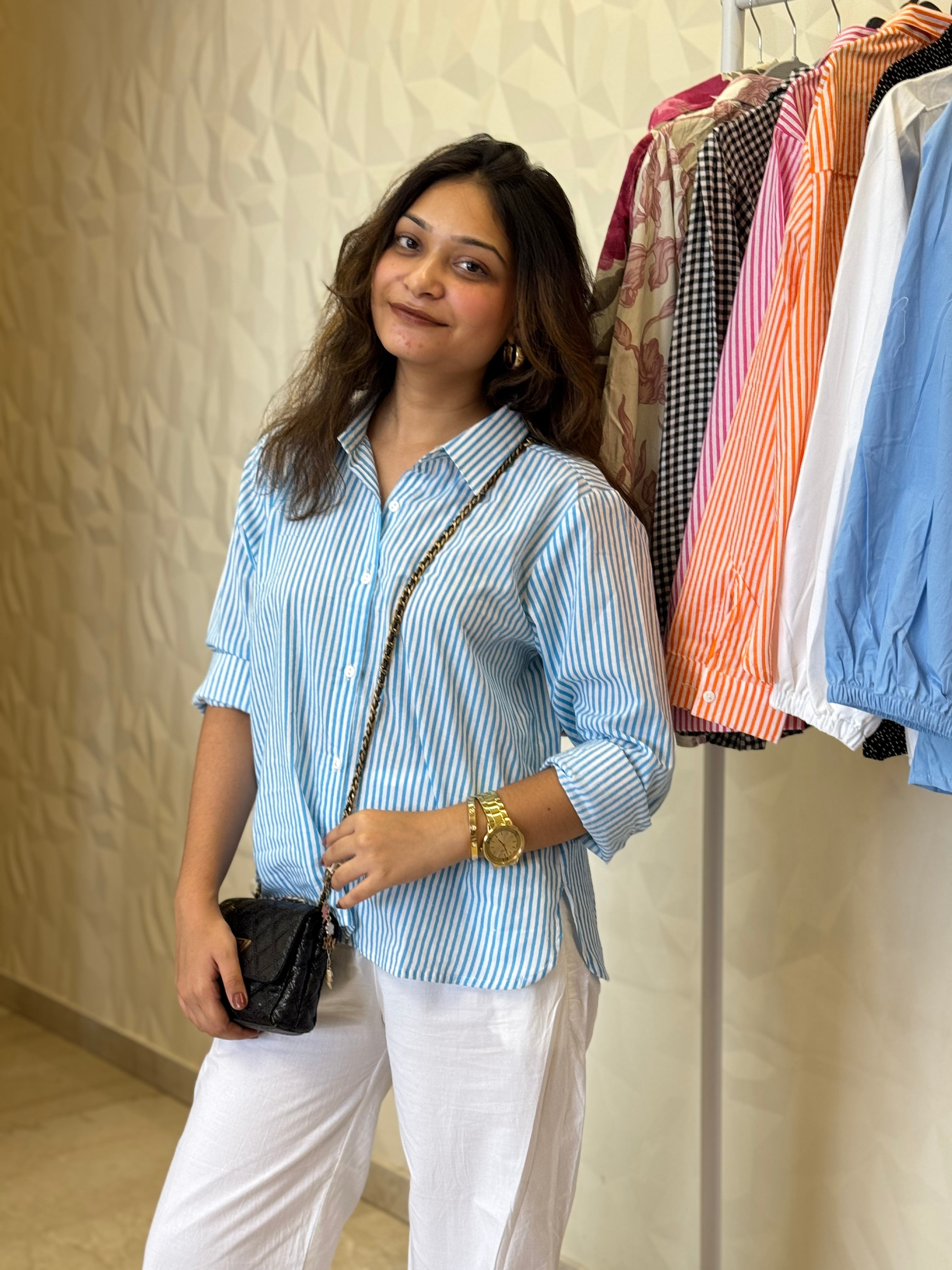 Blue Stripes Cotton Shirt