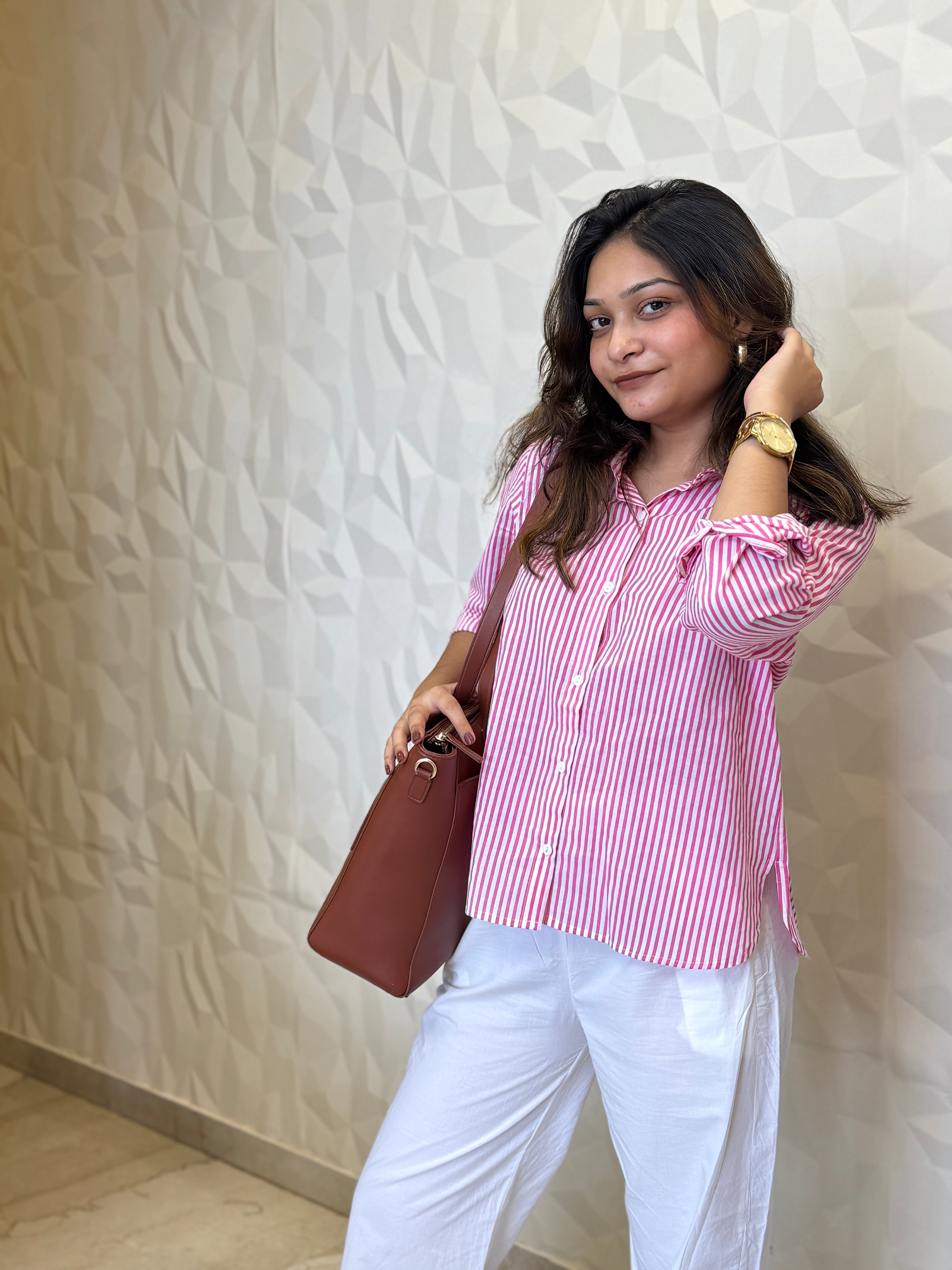 Pink Stripes Cotton Shirt