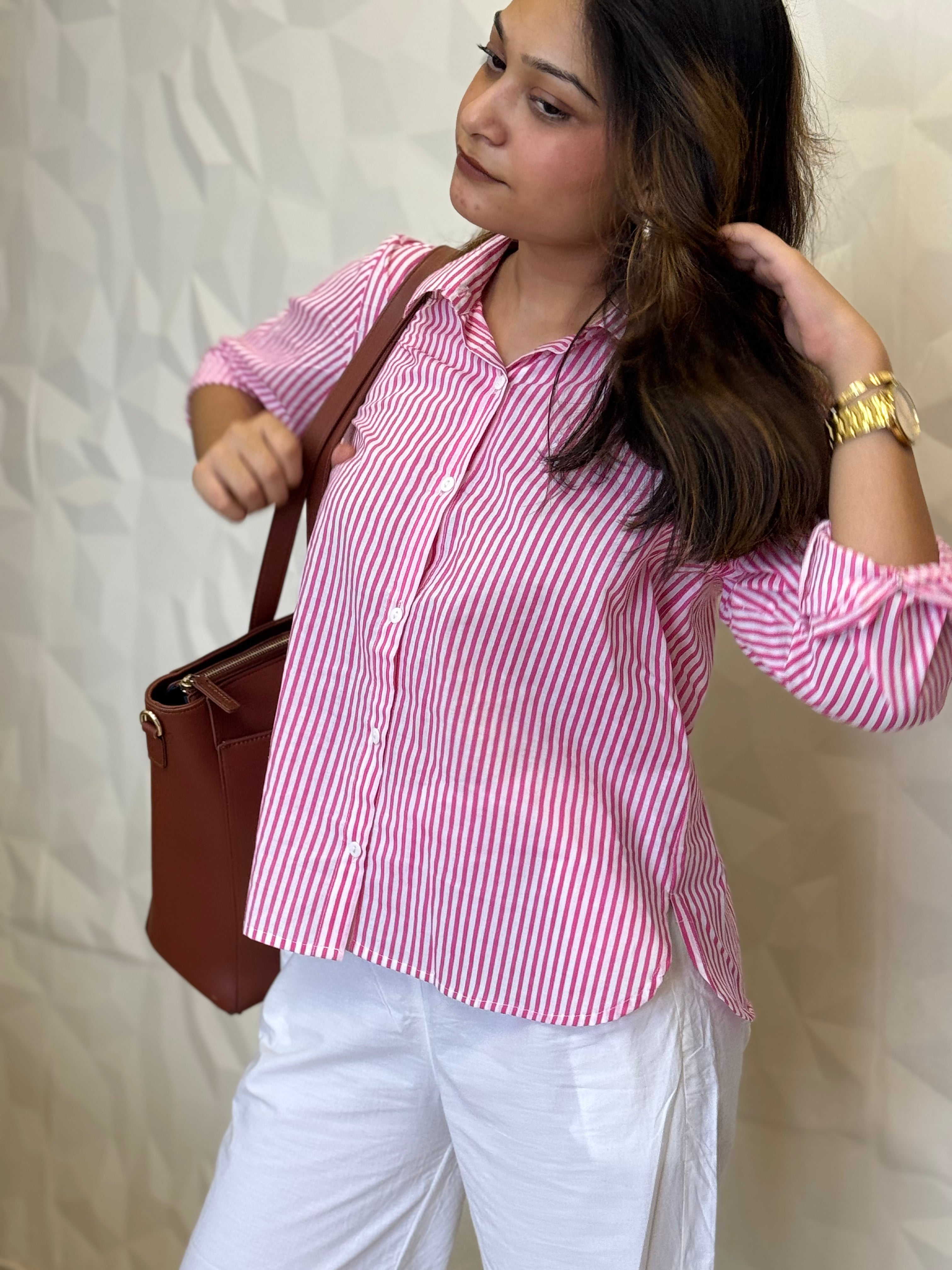Pink Stripes Cotton Shirt