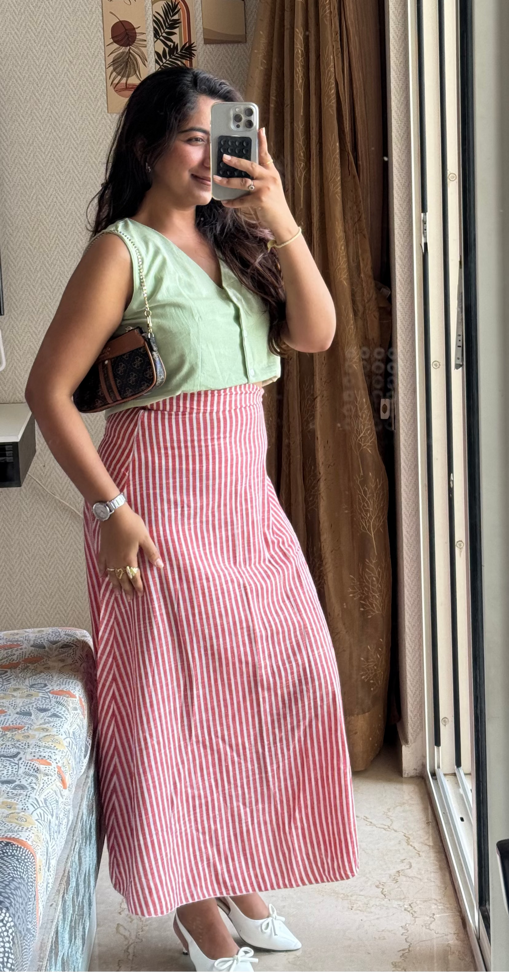 Rose Matcha Skirt Coord Set