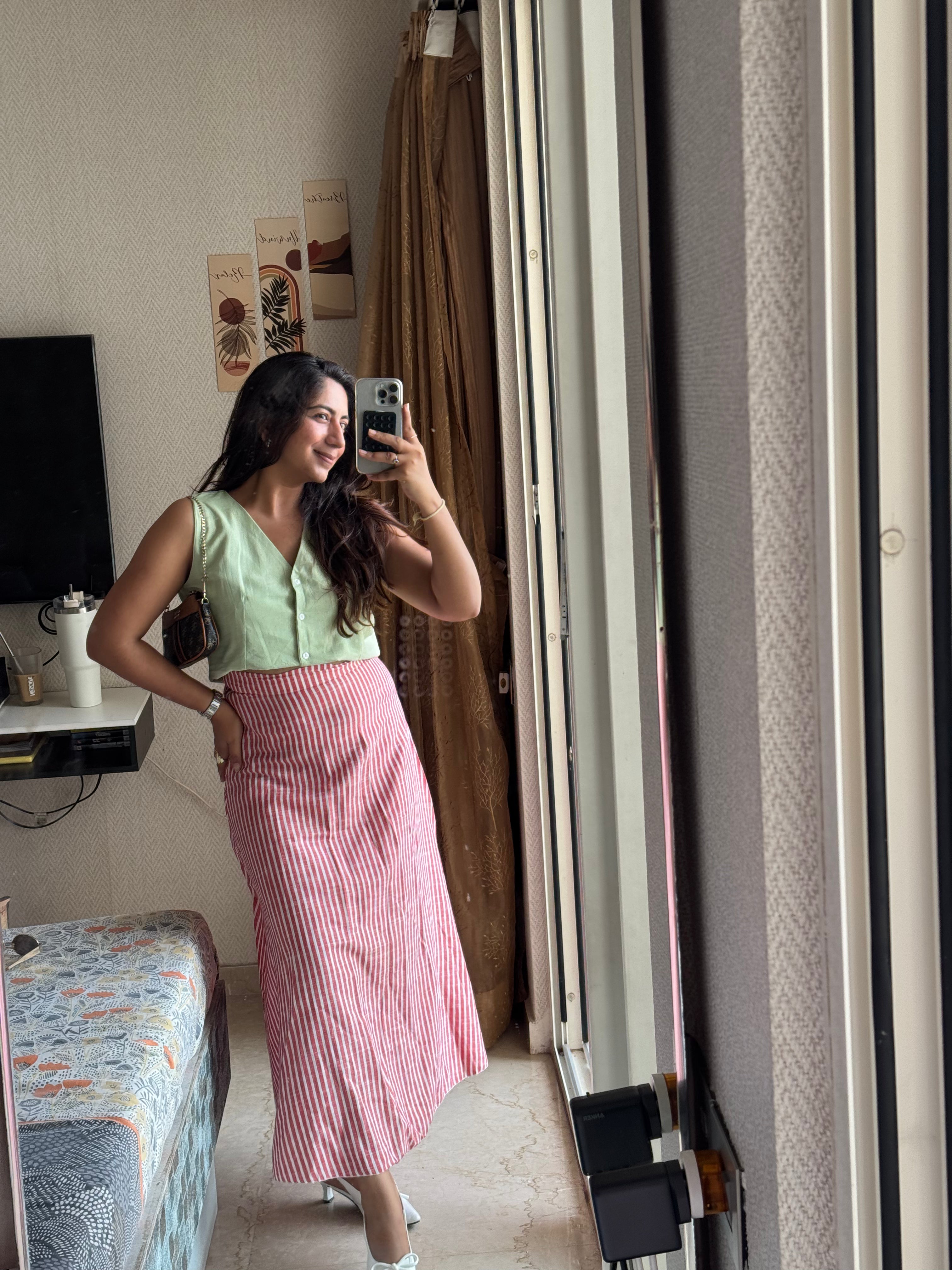 Rose Matcha Skirt Coord Set