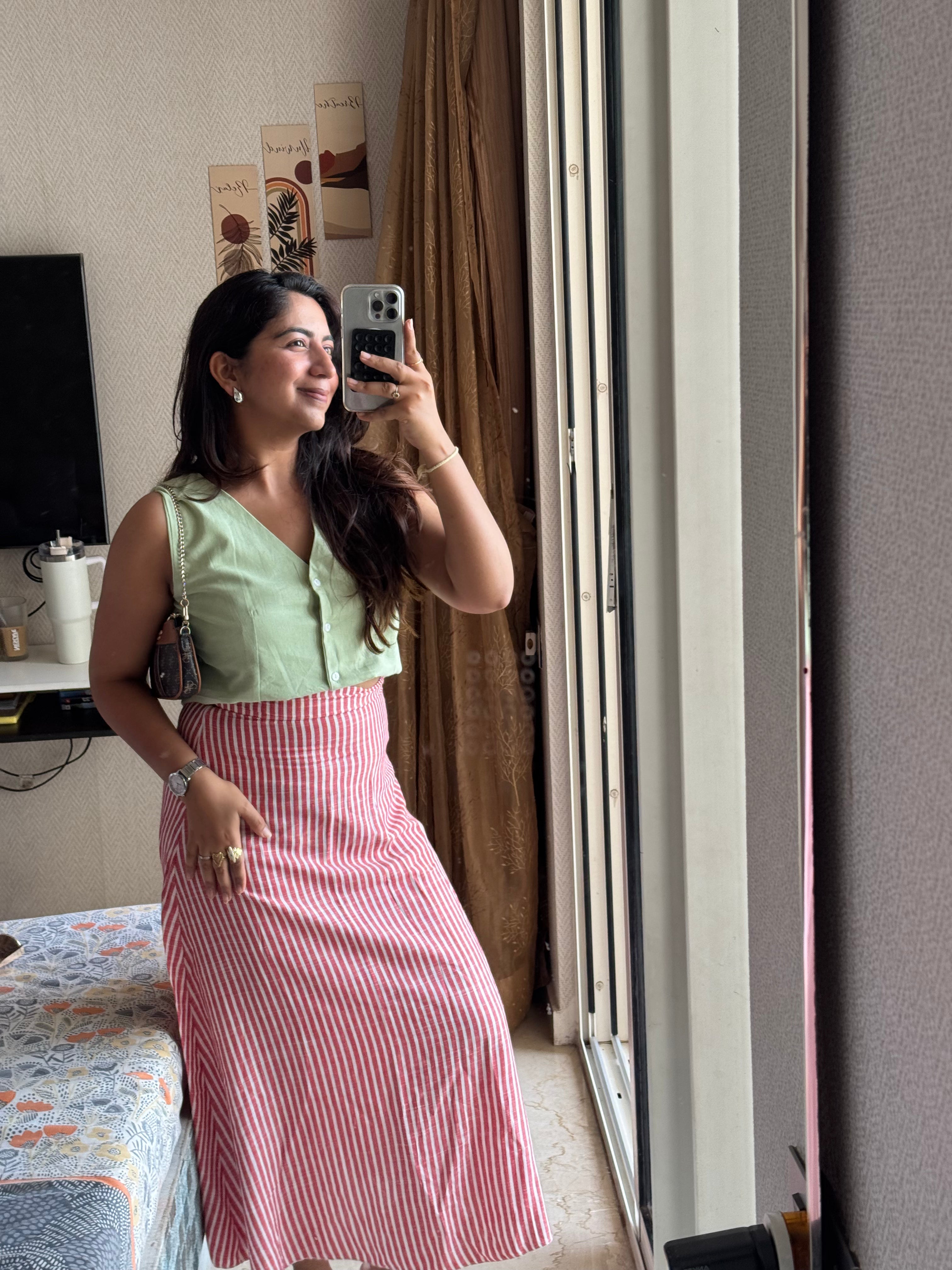 Rose Matcha Skirt Coord Set