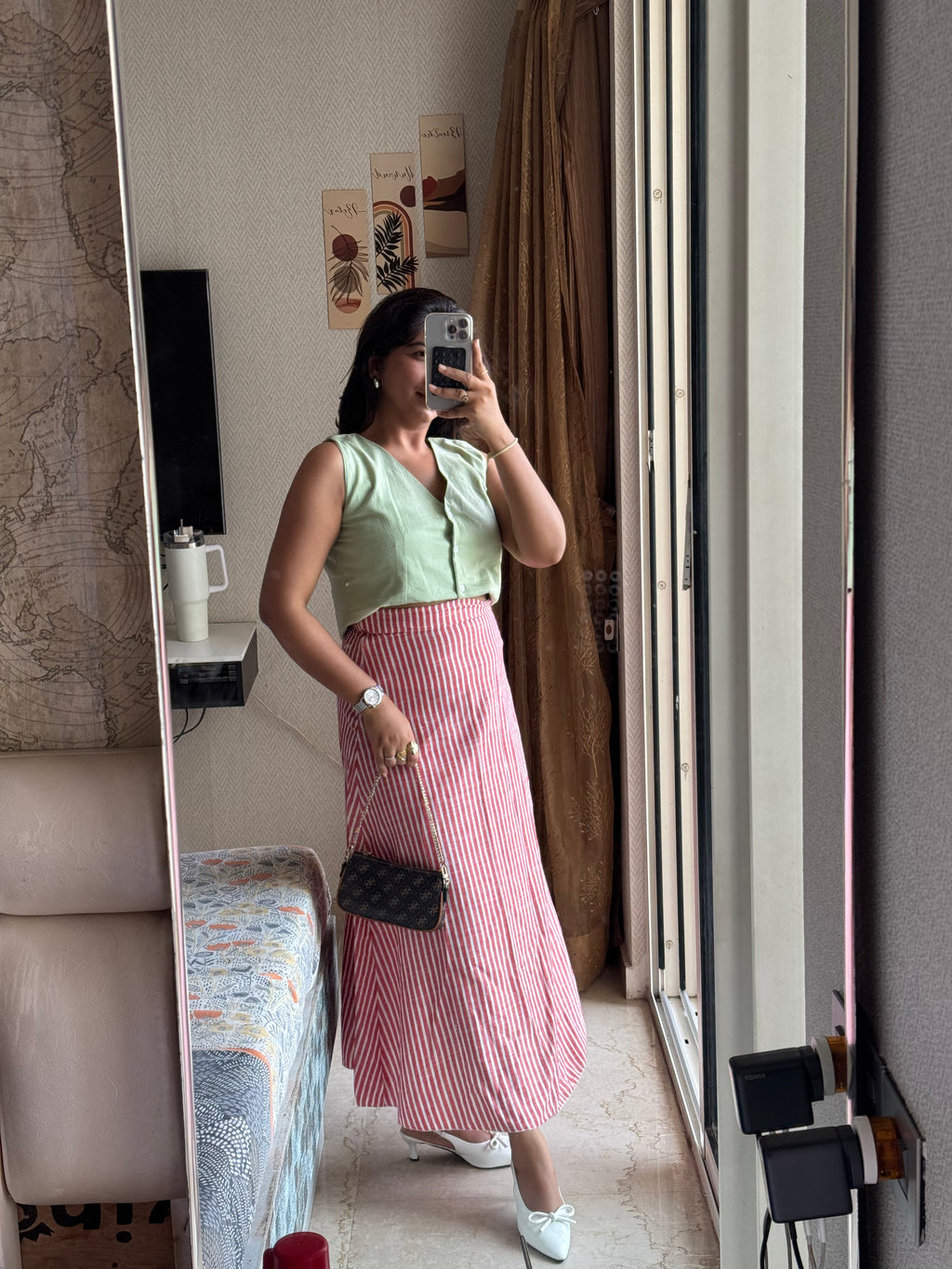 Rose Matcha Skirt Coord Set