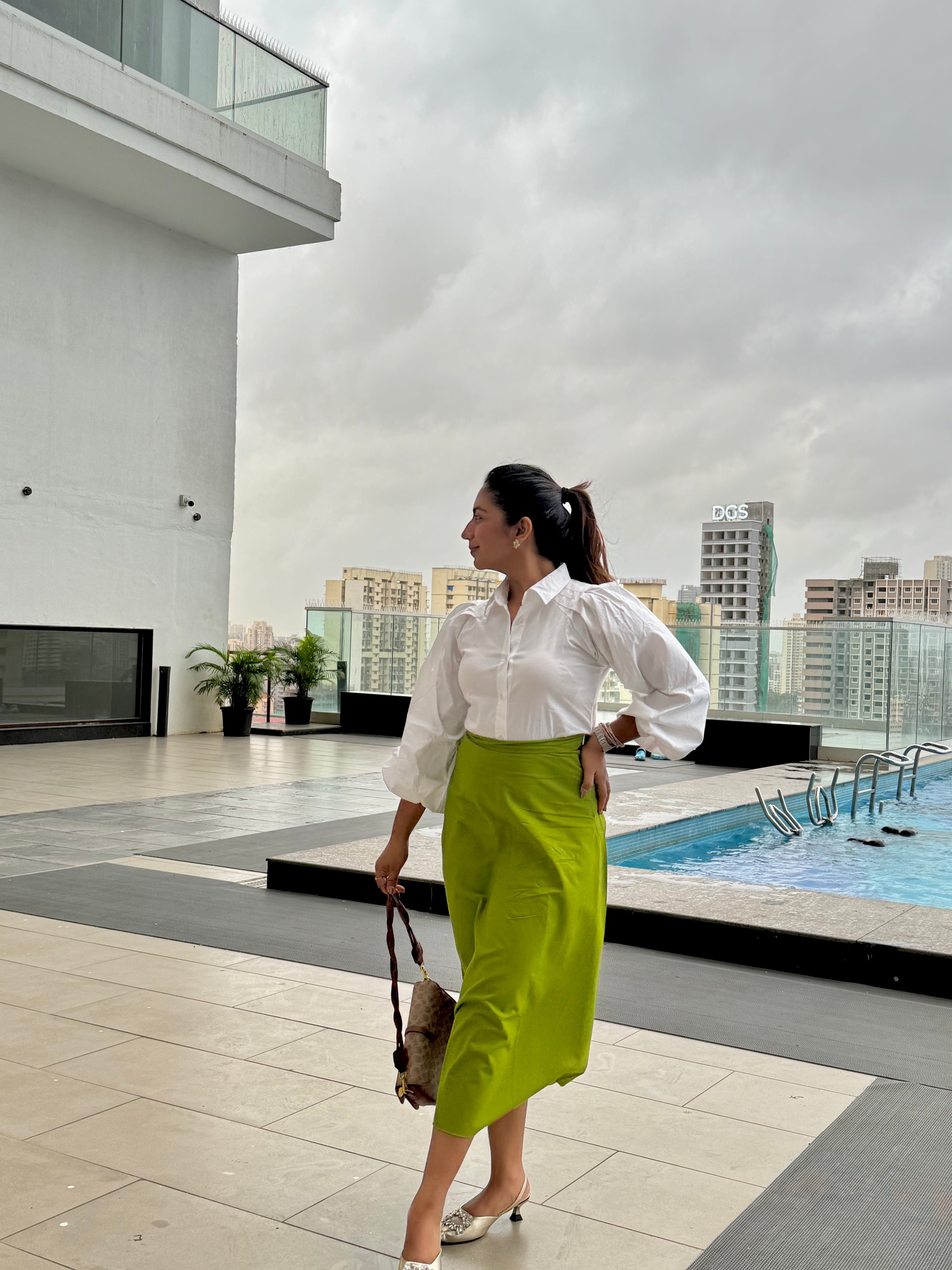 GARDEN GREEN COTTON SKIRT