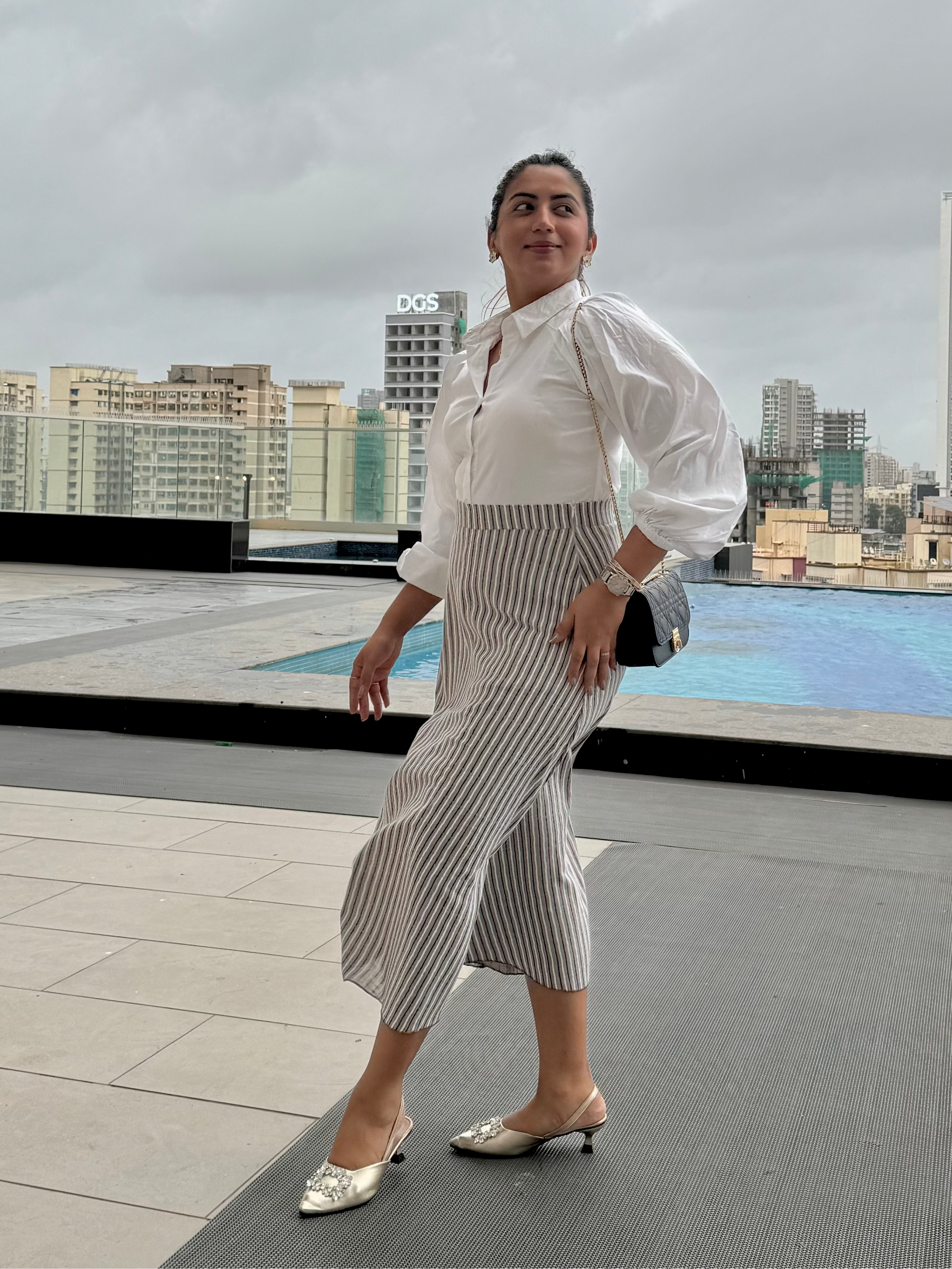 Grey Stripes Cotton Skirt