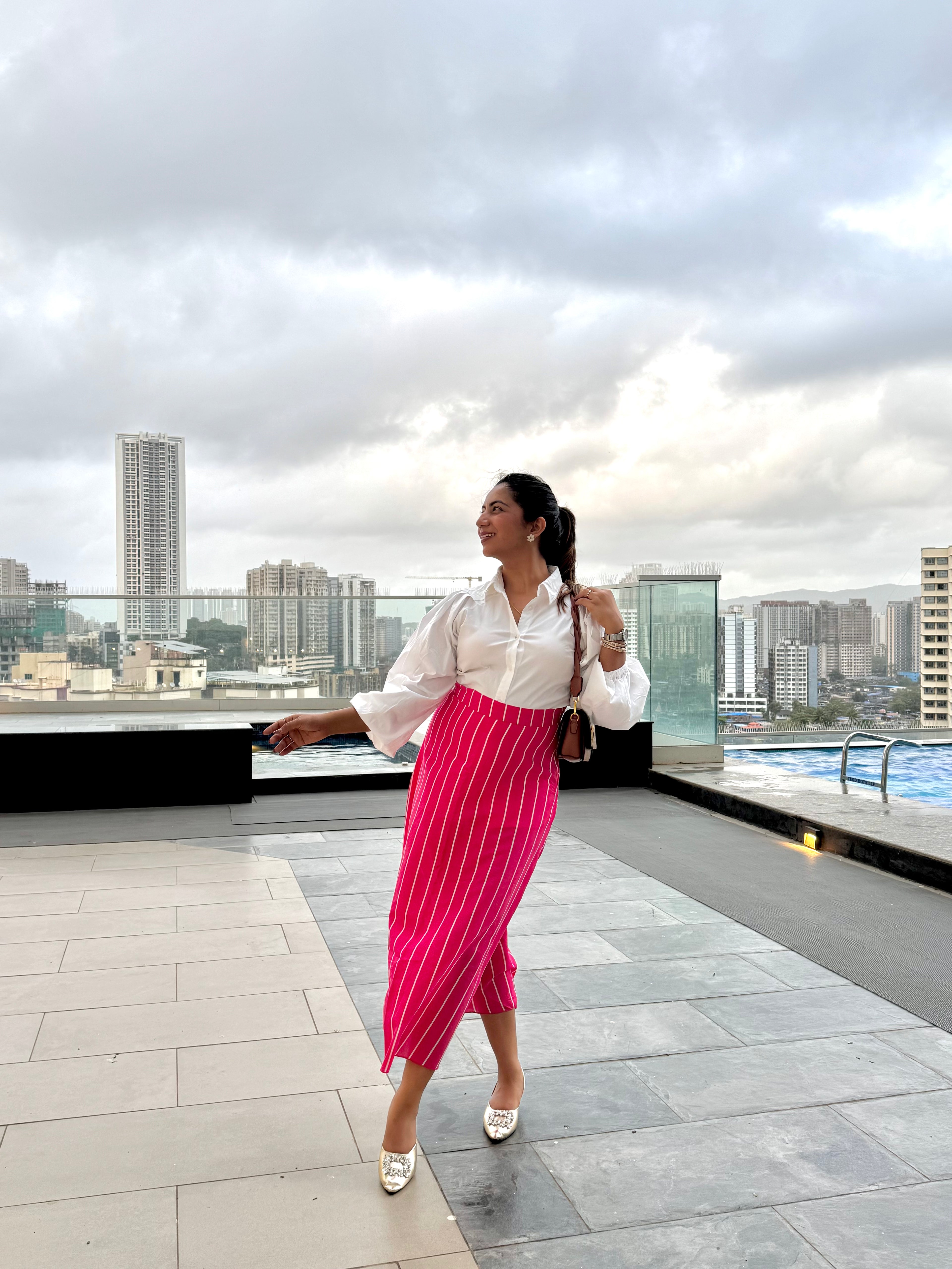 PINK STRIPES COTTON SKIRT