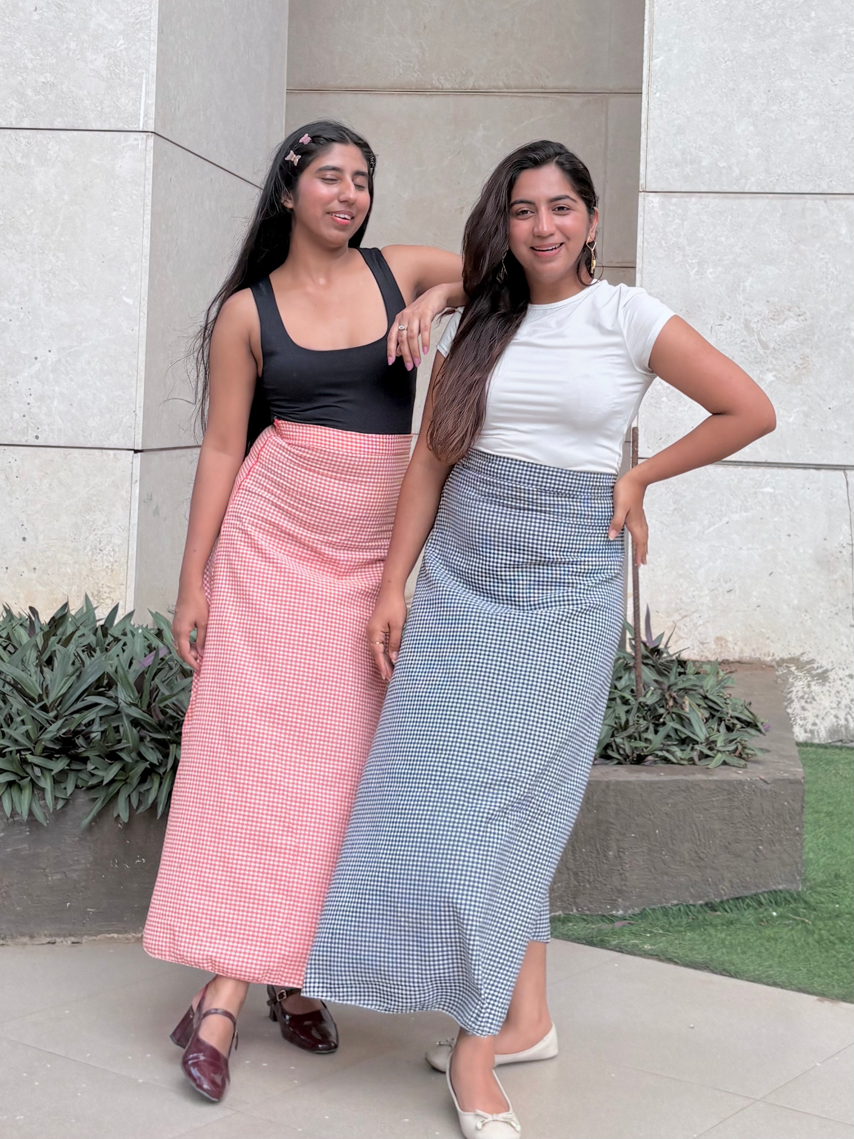 Peach Check Skirt
