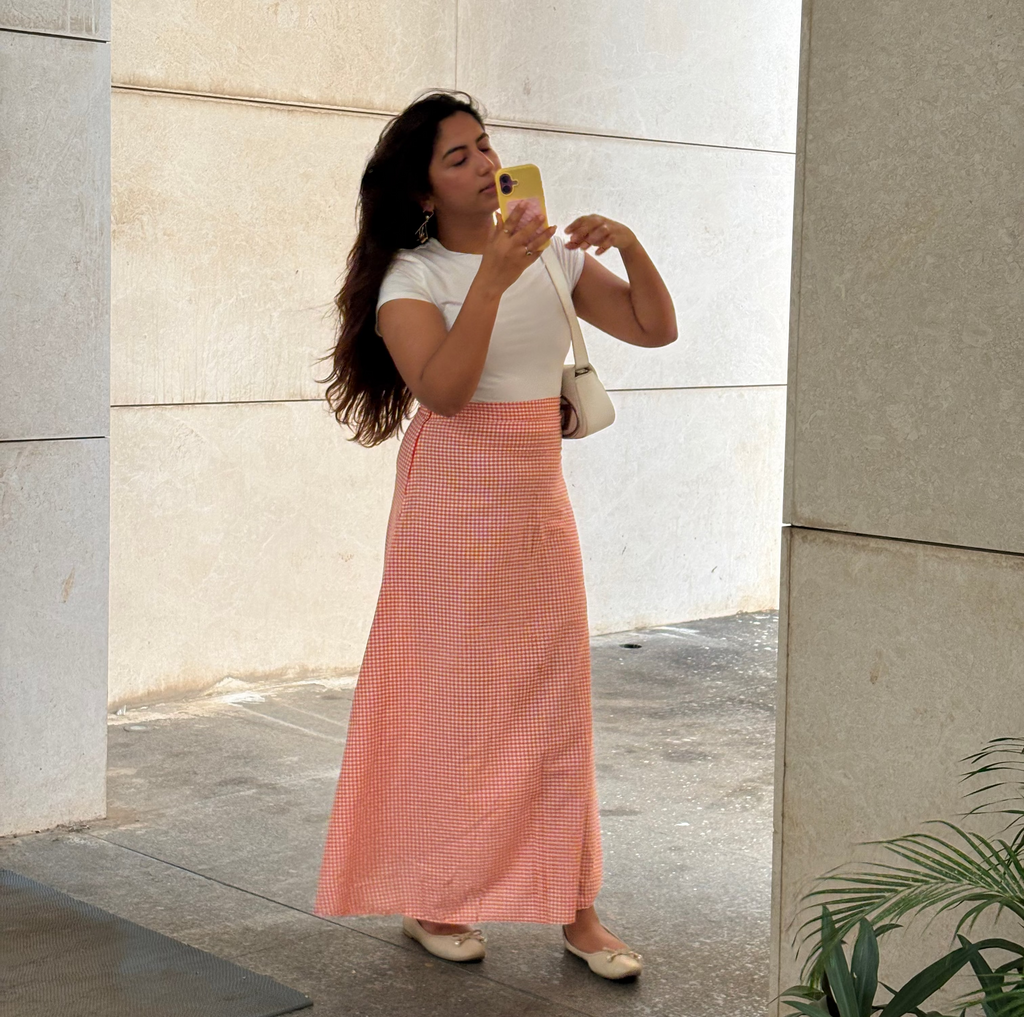 Peach Check Skirt