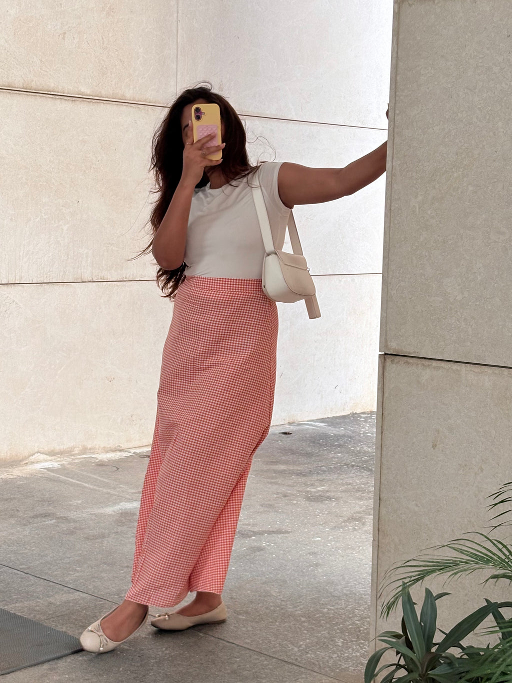 Peach Check Skirt