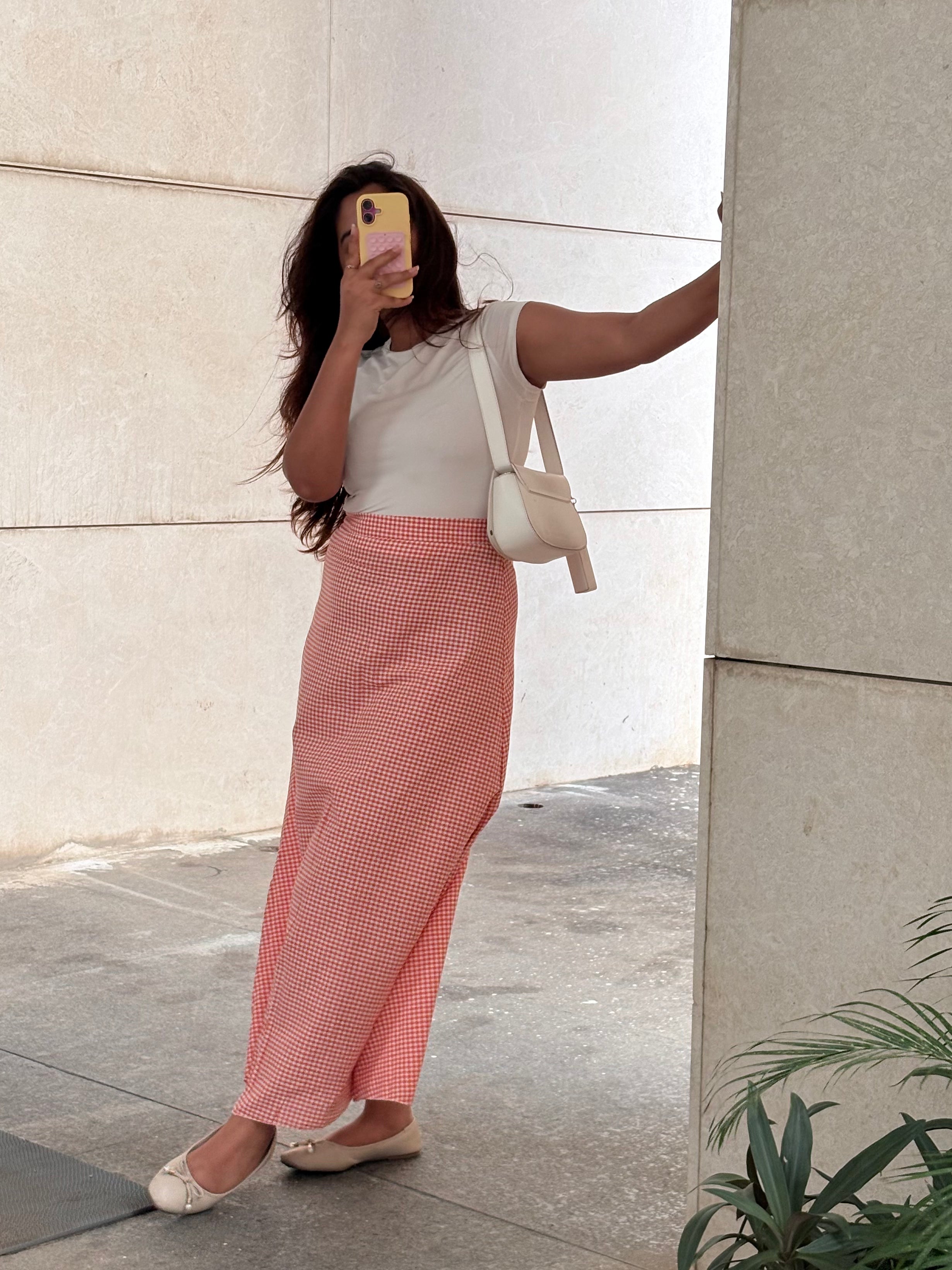 Peach Check Skirt