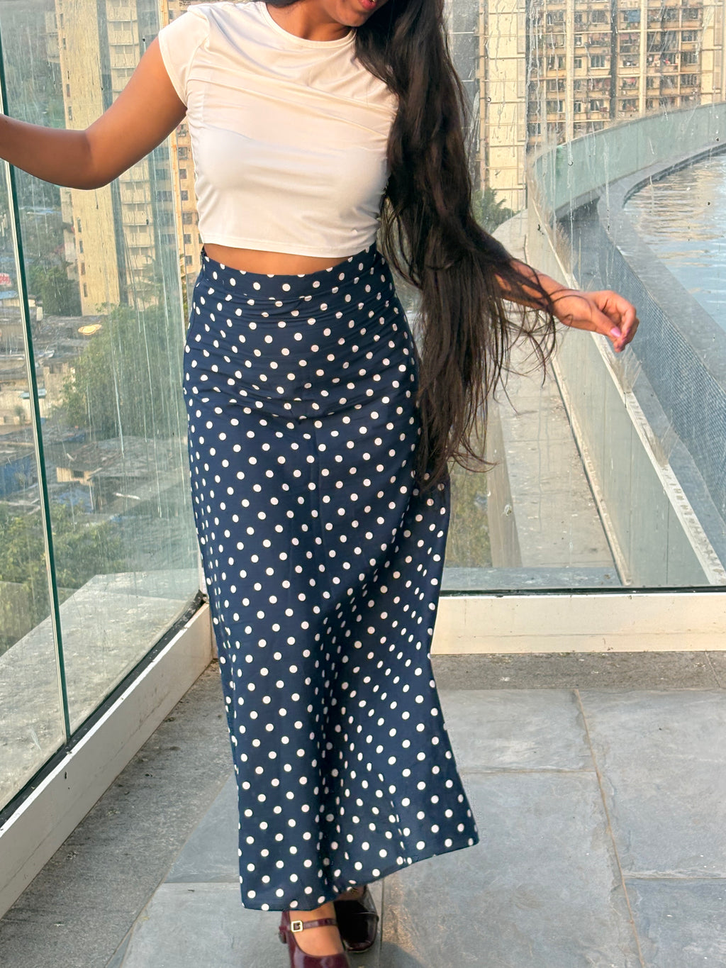 Blue Polka Dot Skirt