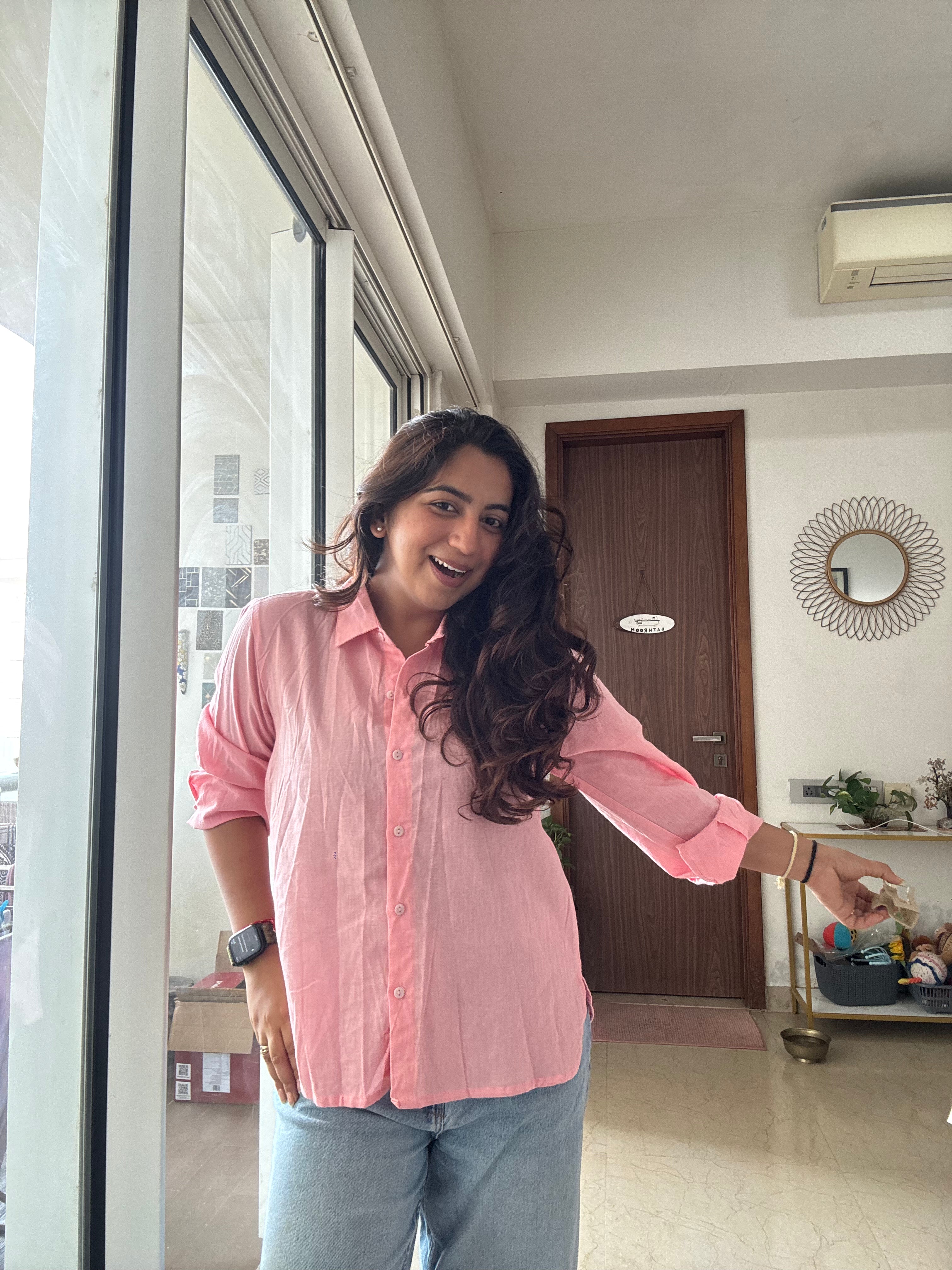 Fresh Peach Linen Shirt