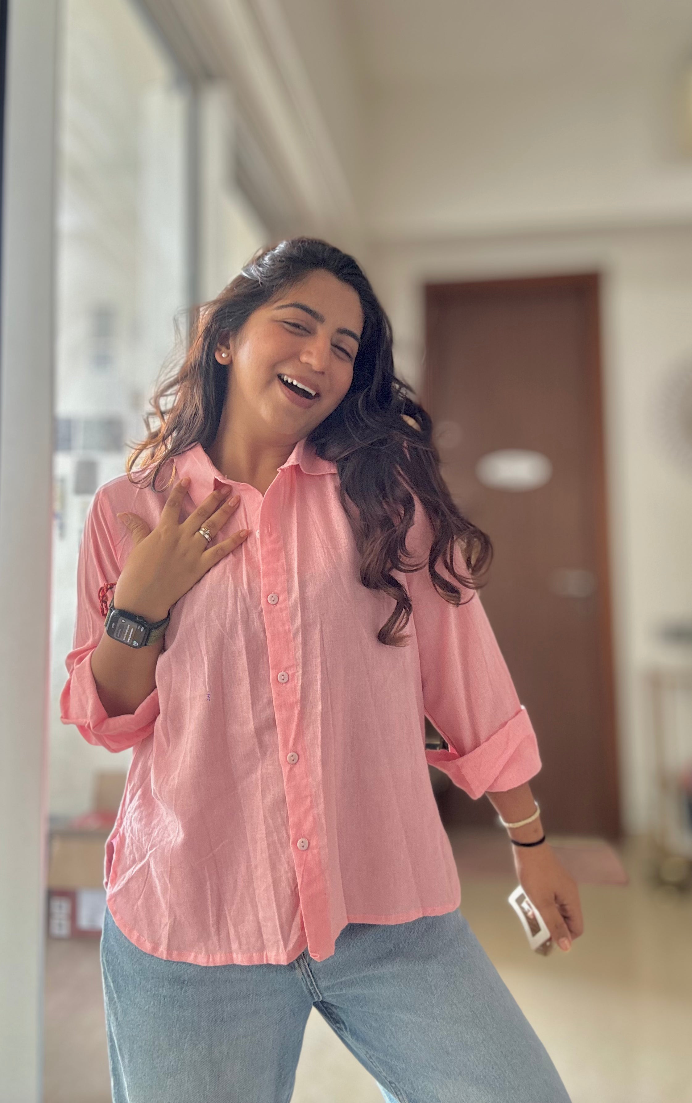 Fresh Peach Linen Shirt