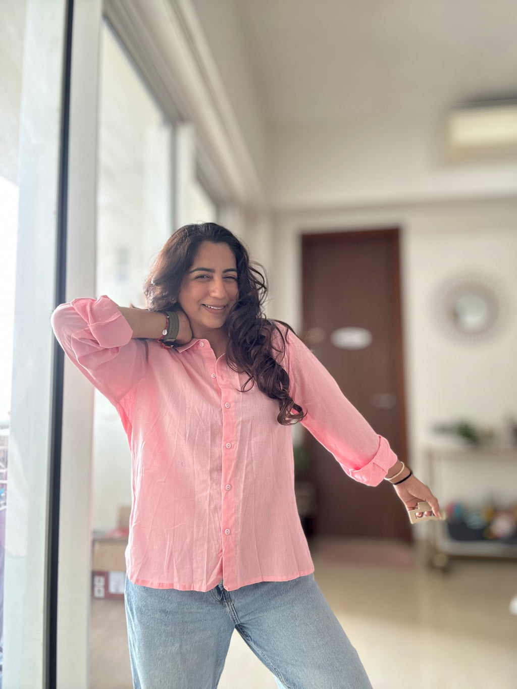 Fresh Peach Linen Shirt