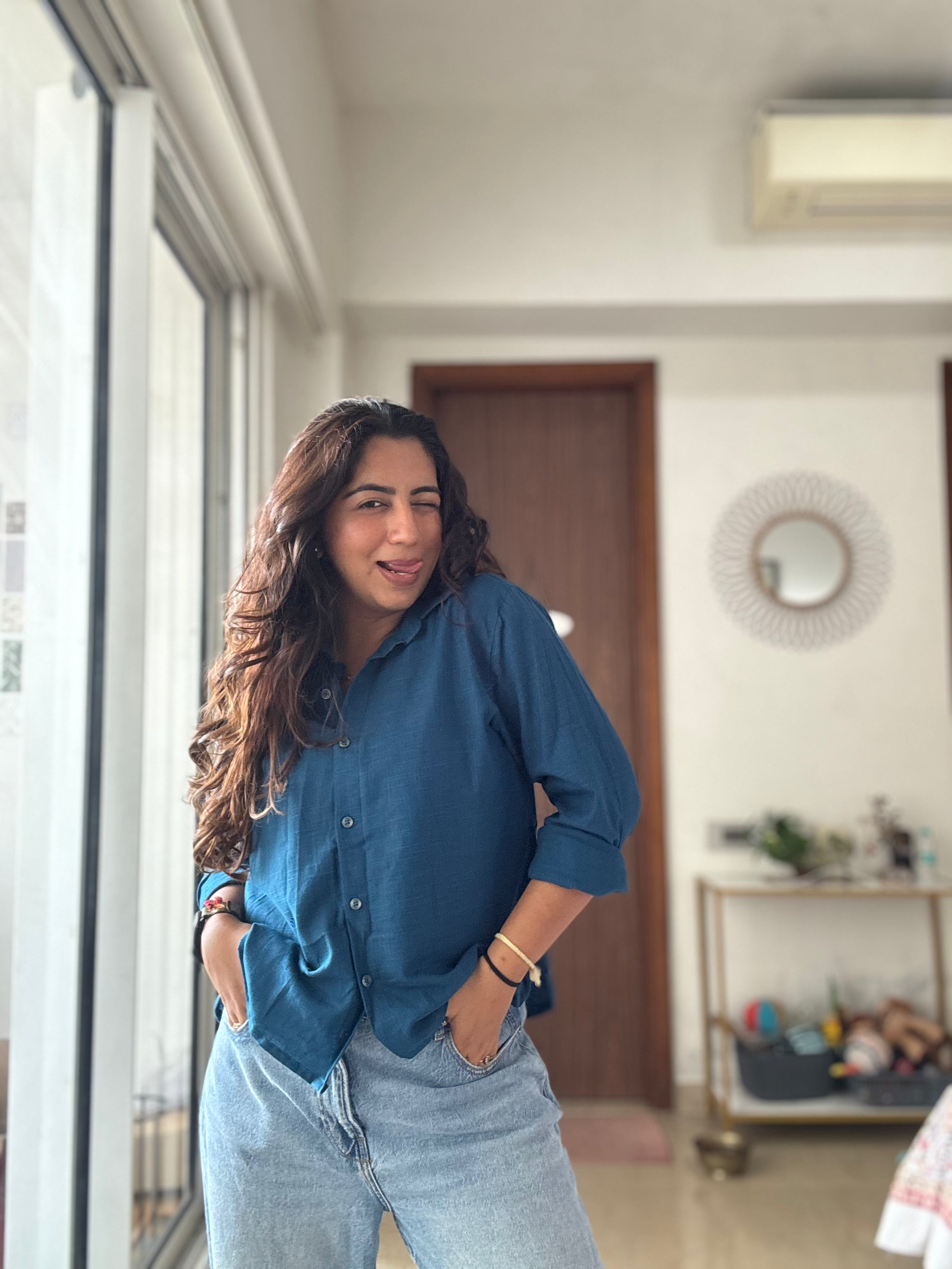 Rich Blue Linen Shirt