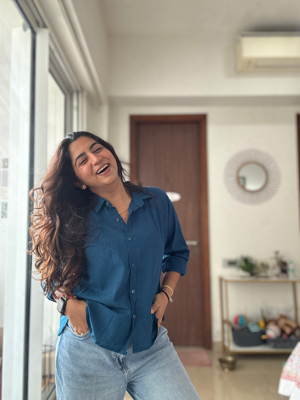 Rich Blue Linen Shirt