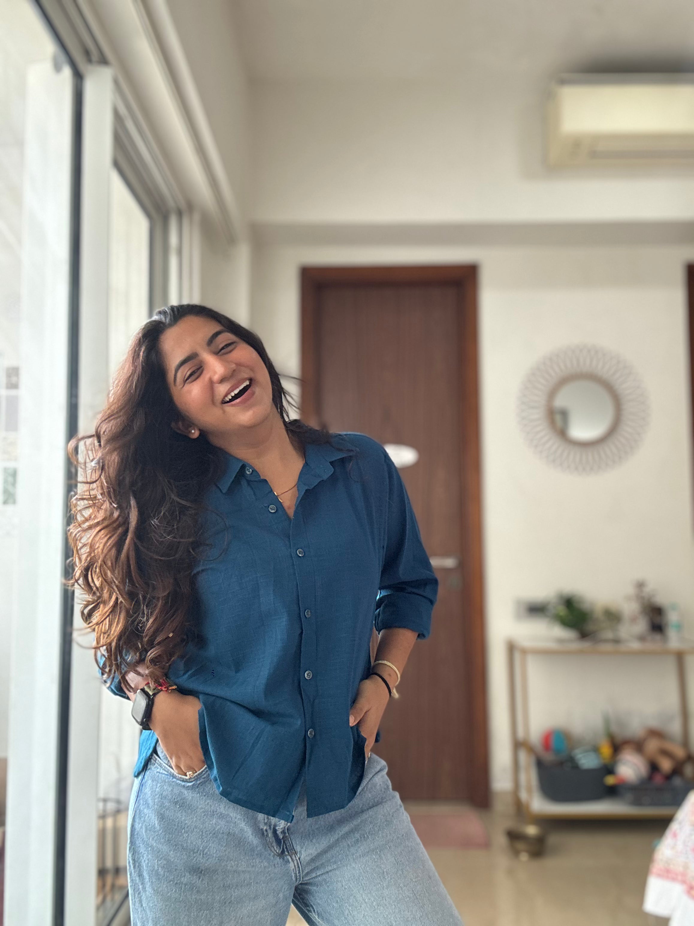 Rich Blue Linen Shirt