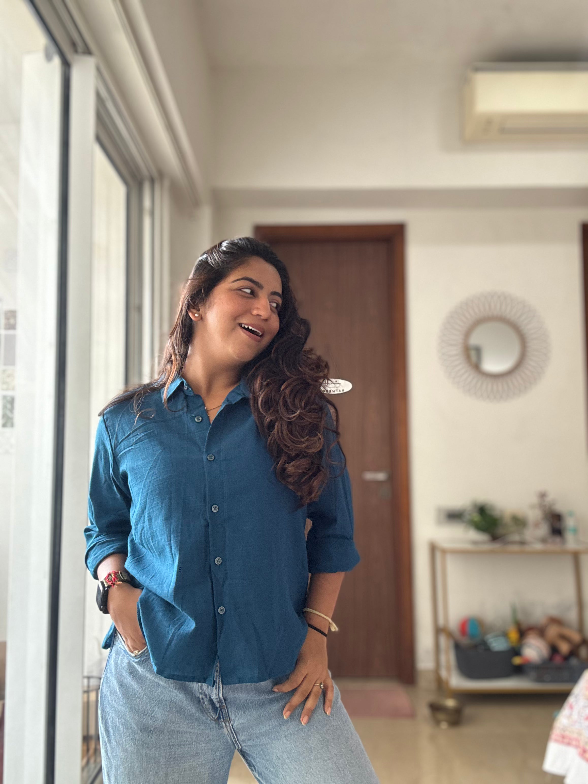 Rich Blue Linen Shirt