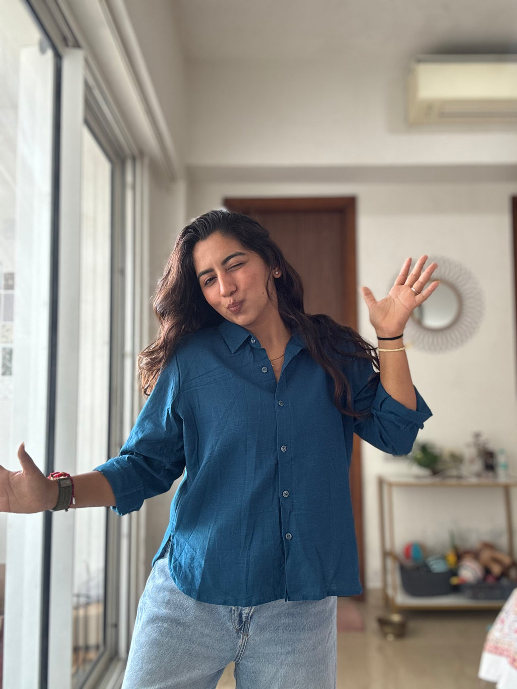 Rich Blue Linen Shirt