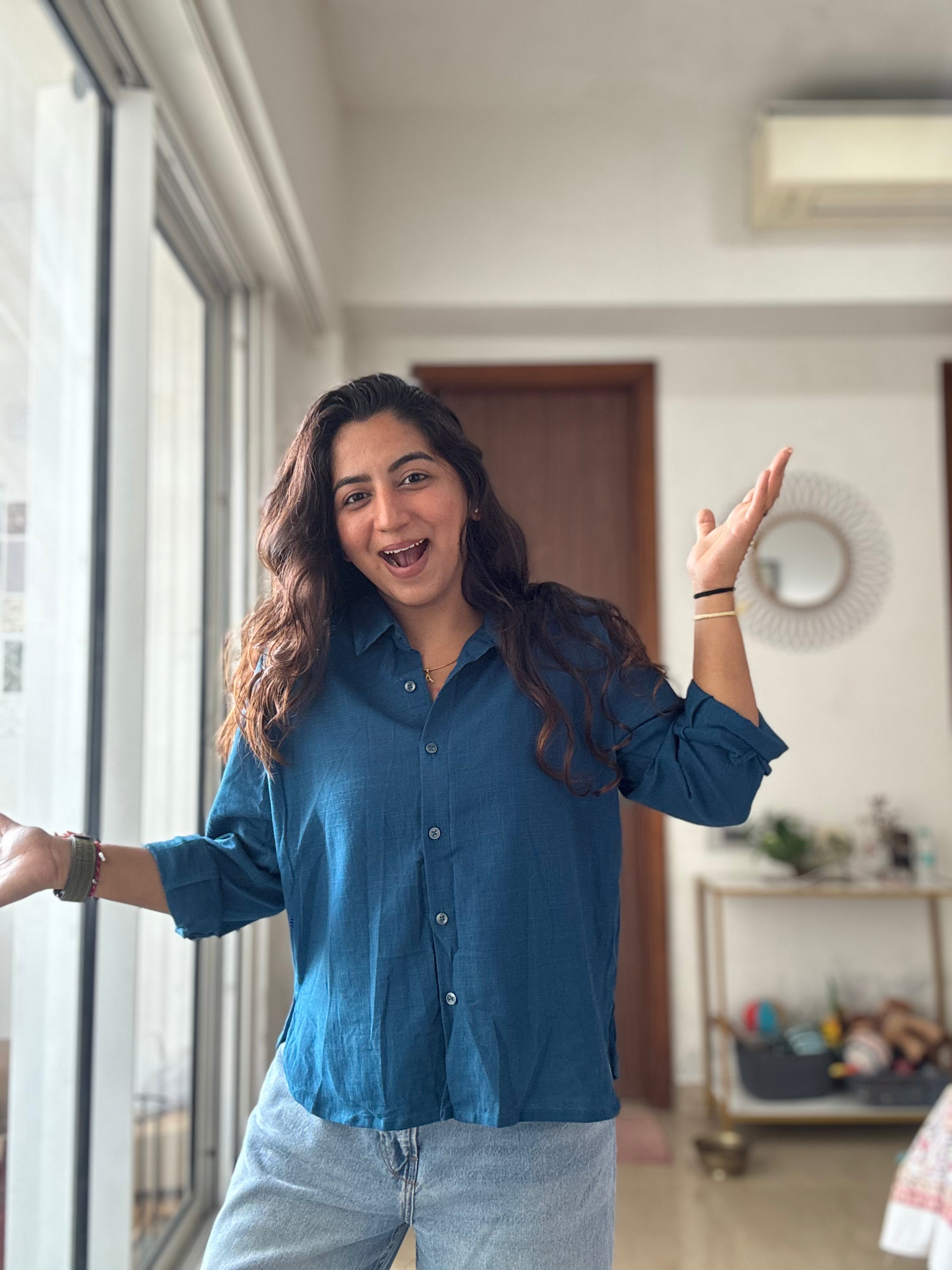 Rich Blue Linen Shirt