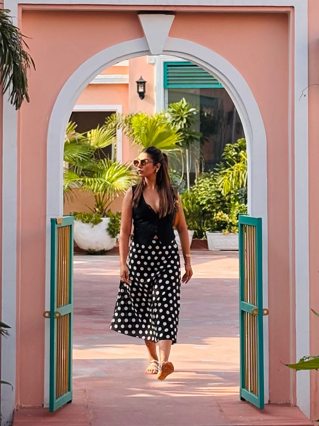 BLACK POLKA DOT COTTON SKIRT